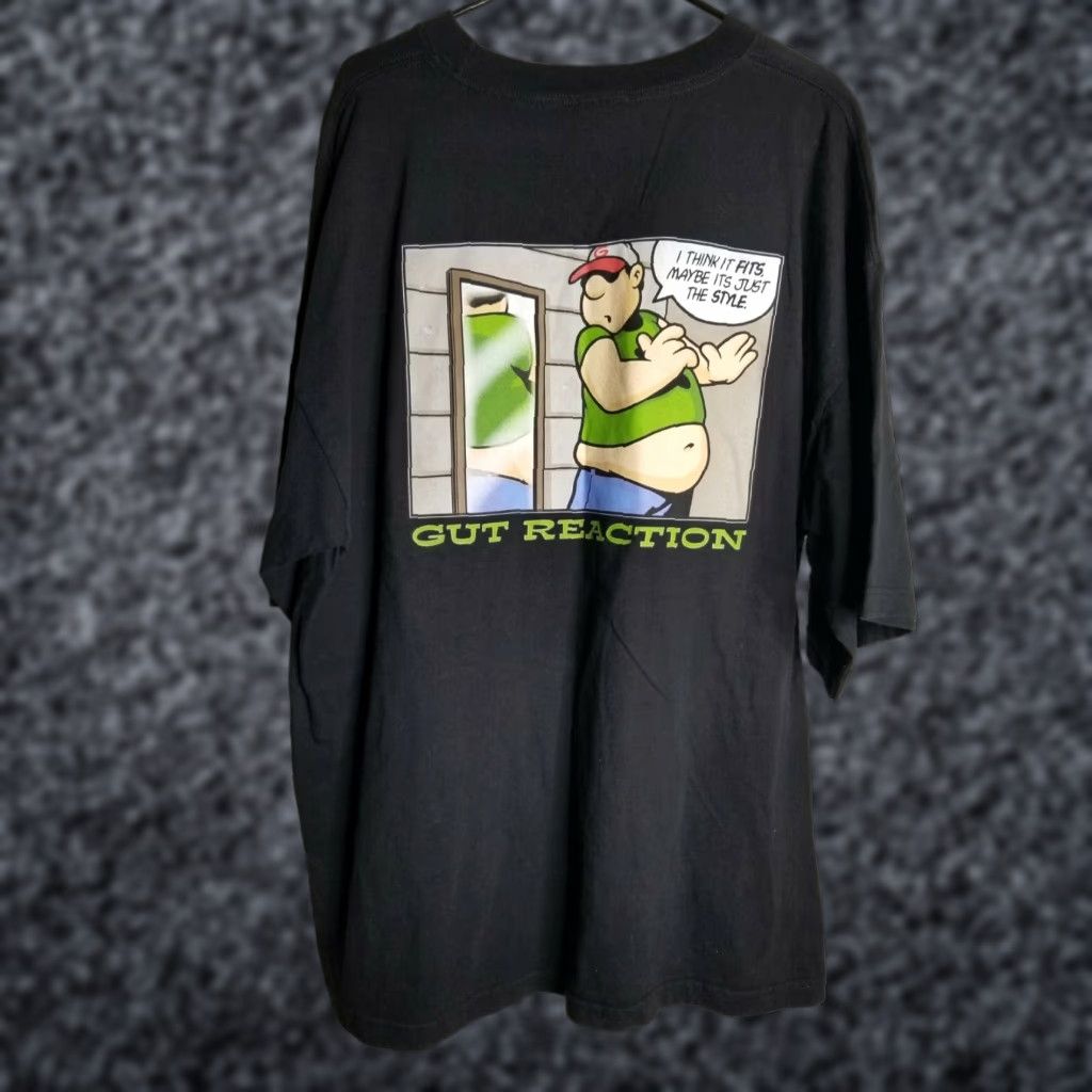 Vintage Vintage Gut Reaction Men's 3XL Black Distressed T-Shirt Crew Neck Graphic Music Logo Size US XXL / EU 58 / 5 - 1 Thumbnail