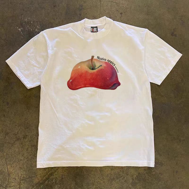 Vintage White retro fun apple print cotton t-shirt Size US M / EU 48-50 / 2 - 1 Thumbnail