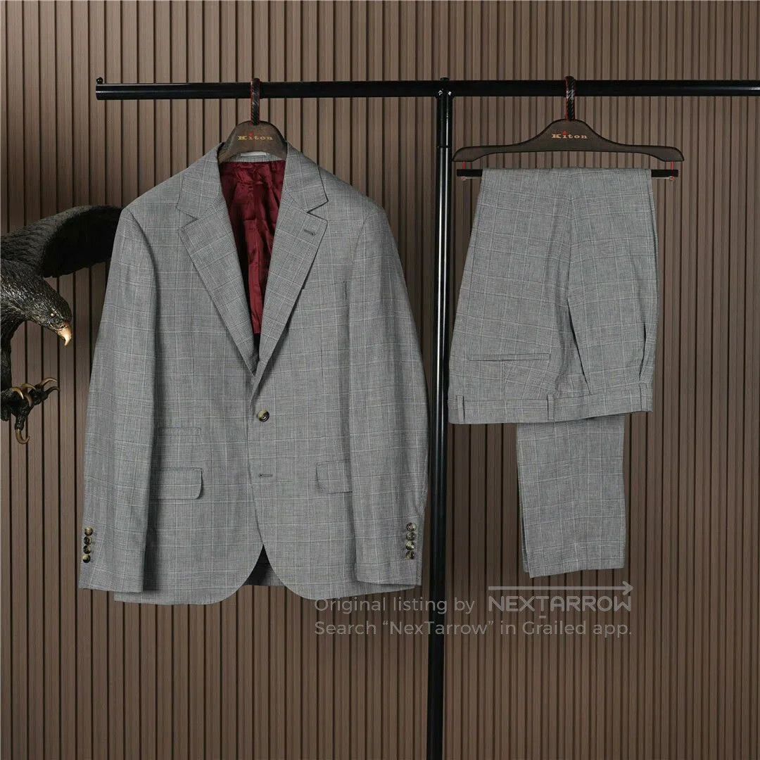 Brunello Cucinelli Brunello Cucinelli Men's Gray Plaid Suit. Size US M / EU 48-50 / 2 - 1 Thumbnail