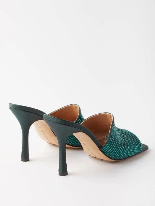 Bottega Veneta o1n1vont1024 Stretch 90 Crystal-Embellished Sandals Inkwell Size US 8 / IT 38 - 2 Thumbnail