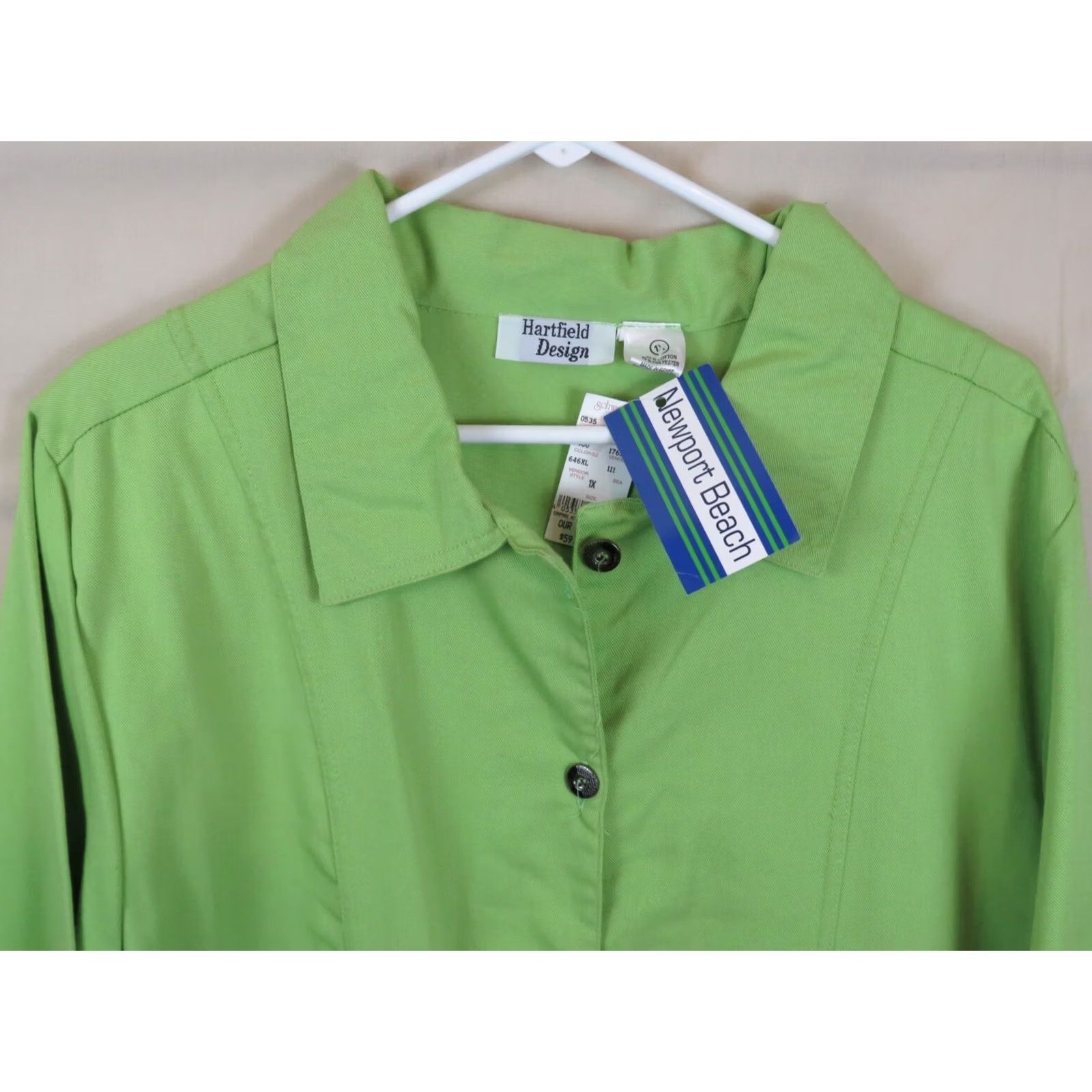 Vintage VINTAGE Newport Beach Green Jacket Hartfield design 1X coat Women White Beach XL Size XL / US 12-14 / IT 48-50 - 3 Thumbnail