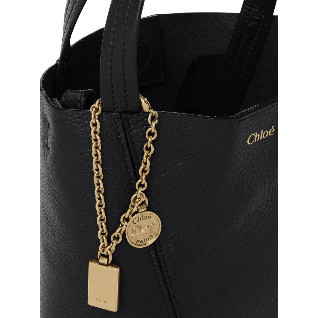 Chloe Chloe Small Spin Black Leather Tote Handbag New & Authentic Size ONE SIZE - 4 Thumbnail