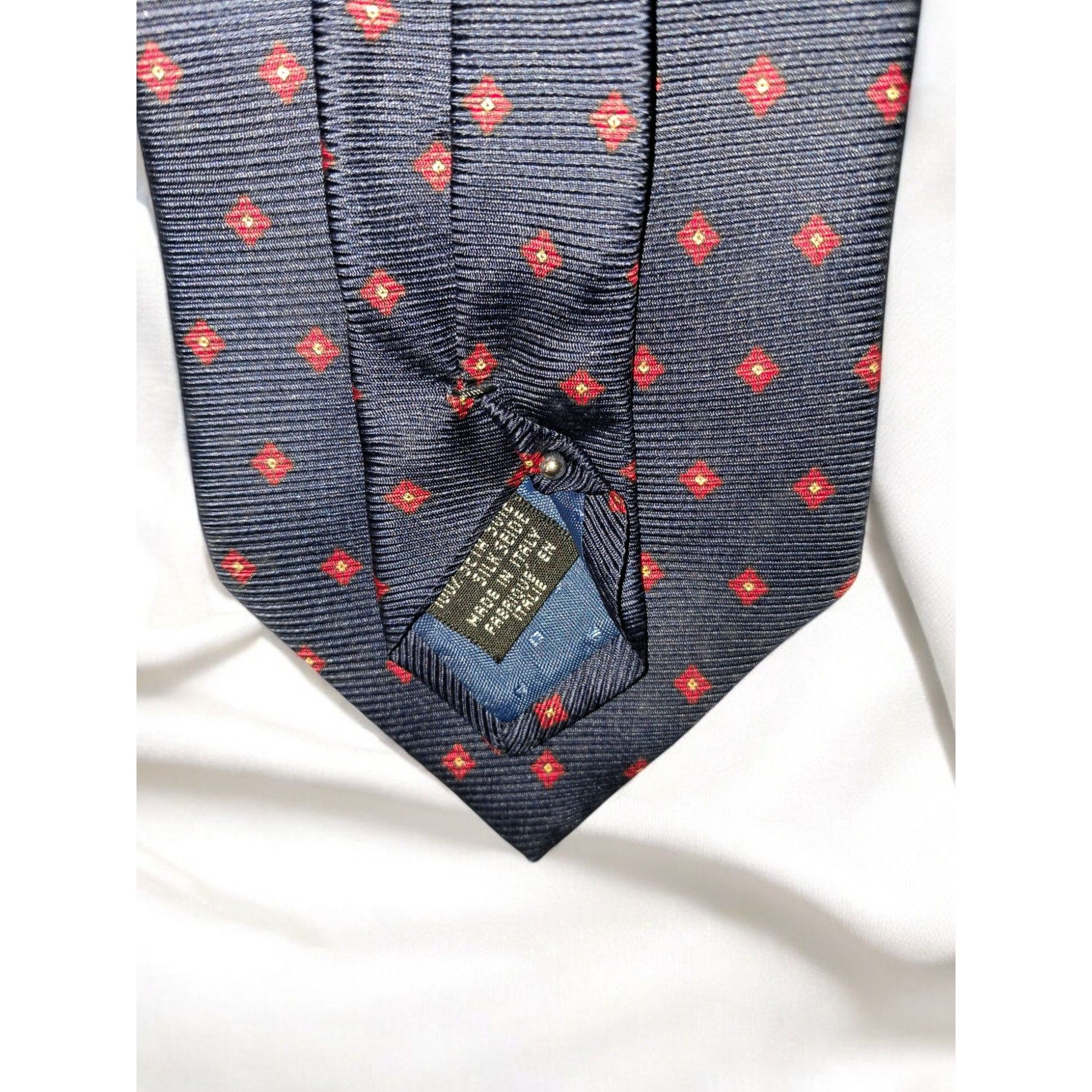 Other Guilio Randi 100% Silk Navy Blue with Red Diamond Pattern Ma Size ONE SIZE - 6 Thumbnail