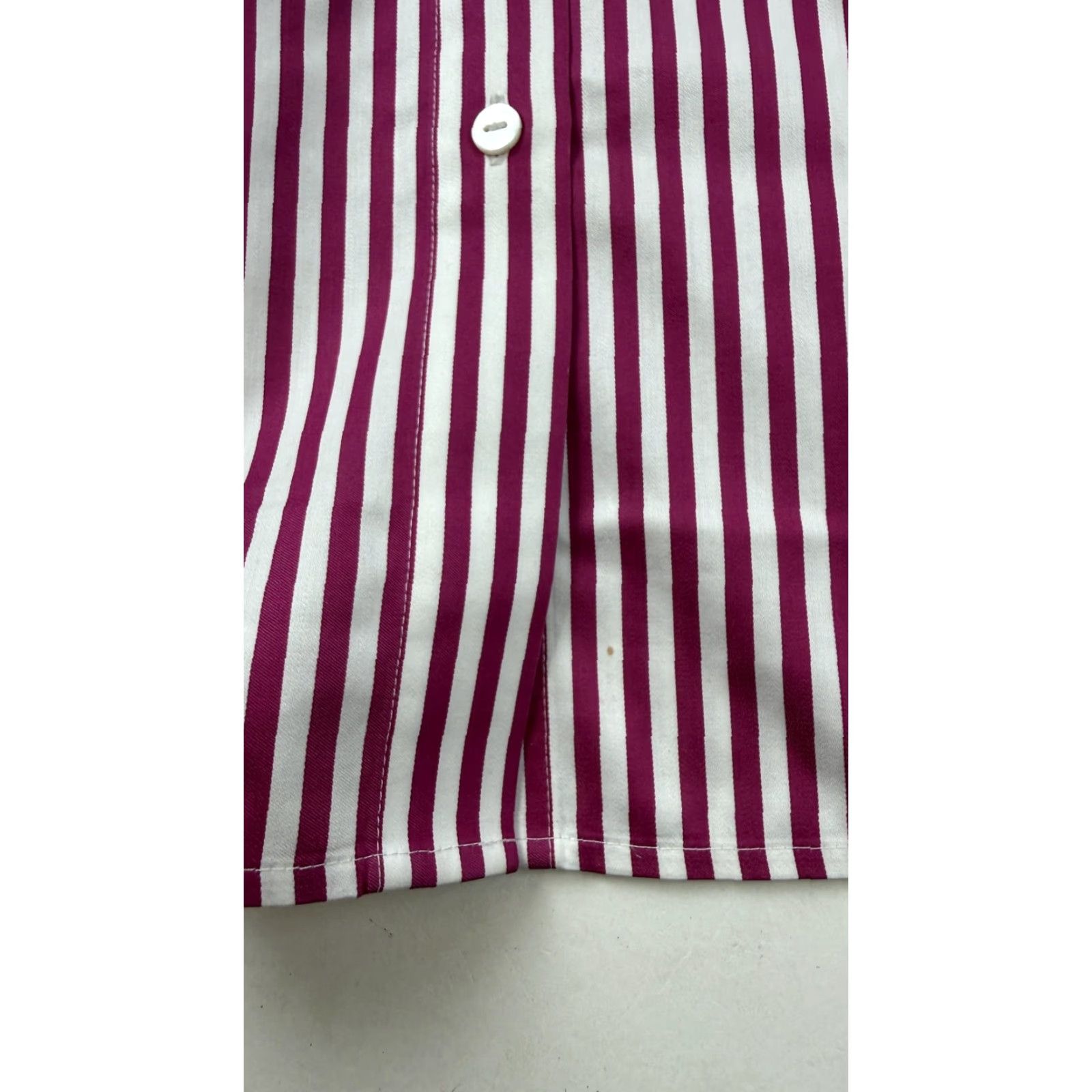 Vintage Foxcroft Shirt Womens 6 Pink White Striped Non Iron Button Front Cotton Top Shirt Size M / US 6-8 / IT 42-44 - 5 Thumbnail