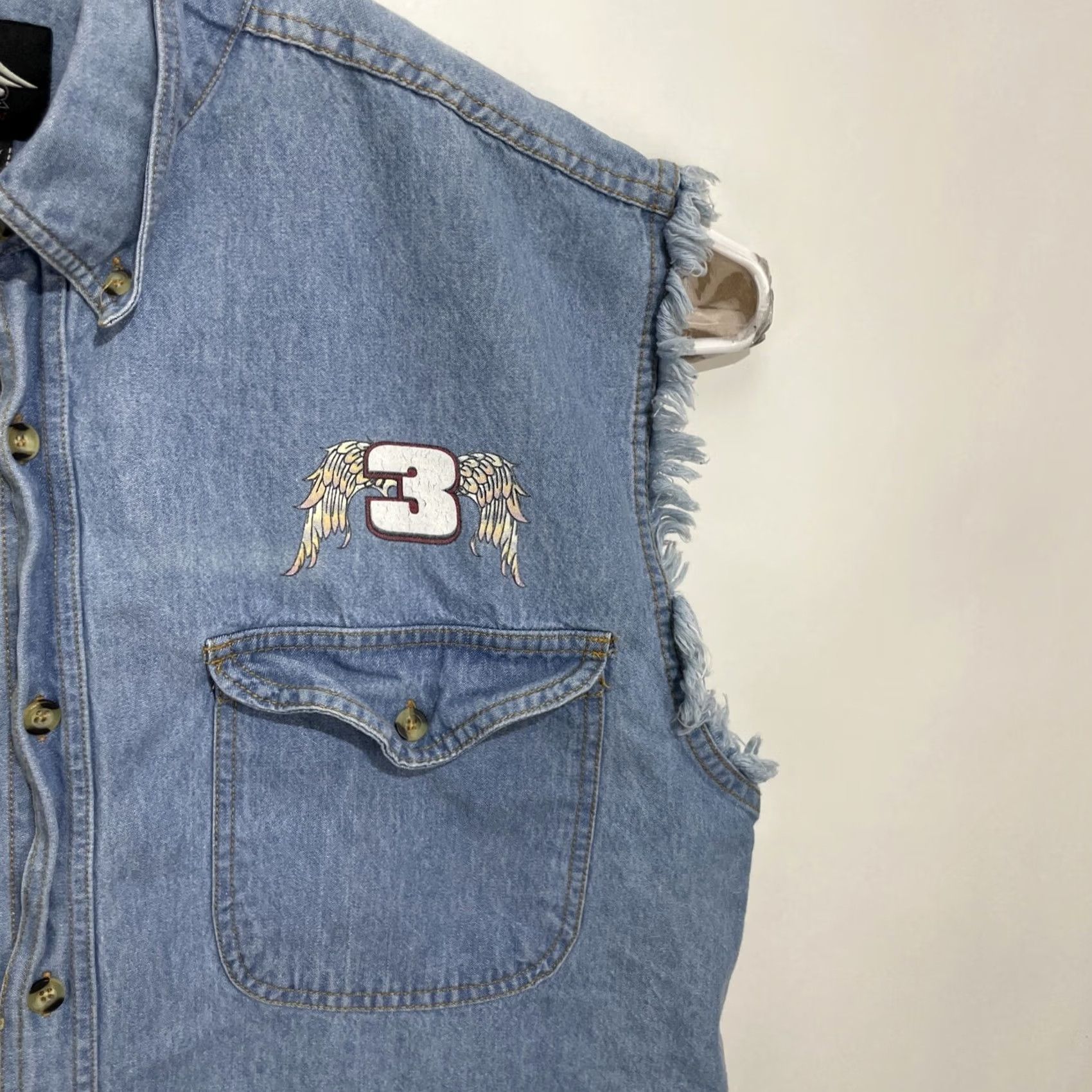 Vintage VINTAGE BIKER Design Vest Denim Blue Cotton Pocket Button Logo Biker Motorcycle Eagle Beach Daytona Bike Week Shirt Vest L Men Size US L / EU 52-54 / 3 - 5 Thumbnail