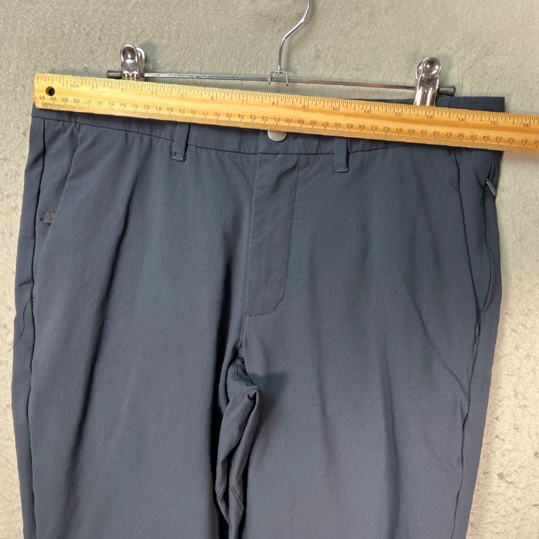 Vintage Mens Slim Fit Navy Blue Chino Pants Office Commute - 30 Regular, Polyester Elastane Cotton, Flat Front, Tapered Leg, Dress Pants, Casual, Men Size US 30 / EU 46 - 5 Thumbnail