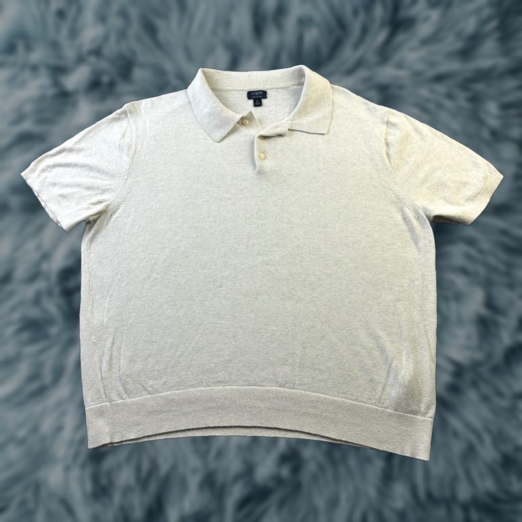J.Crew J.CREW Polo Shirt Mens XL Beige Knit Cotton Short Sleeve Collared Button Vintage? No. Size US XL / EU 56 / 4 - 1 Thumbnail