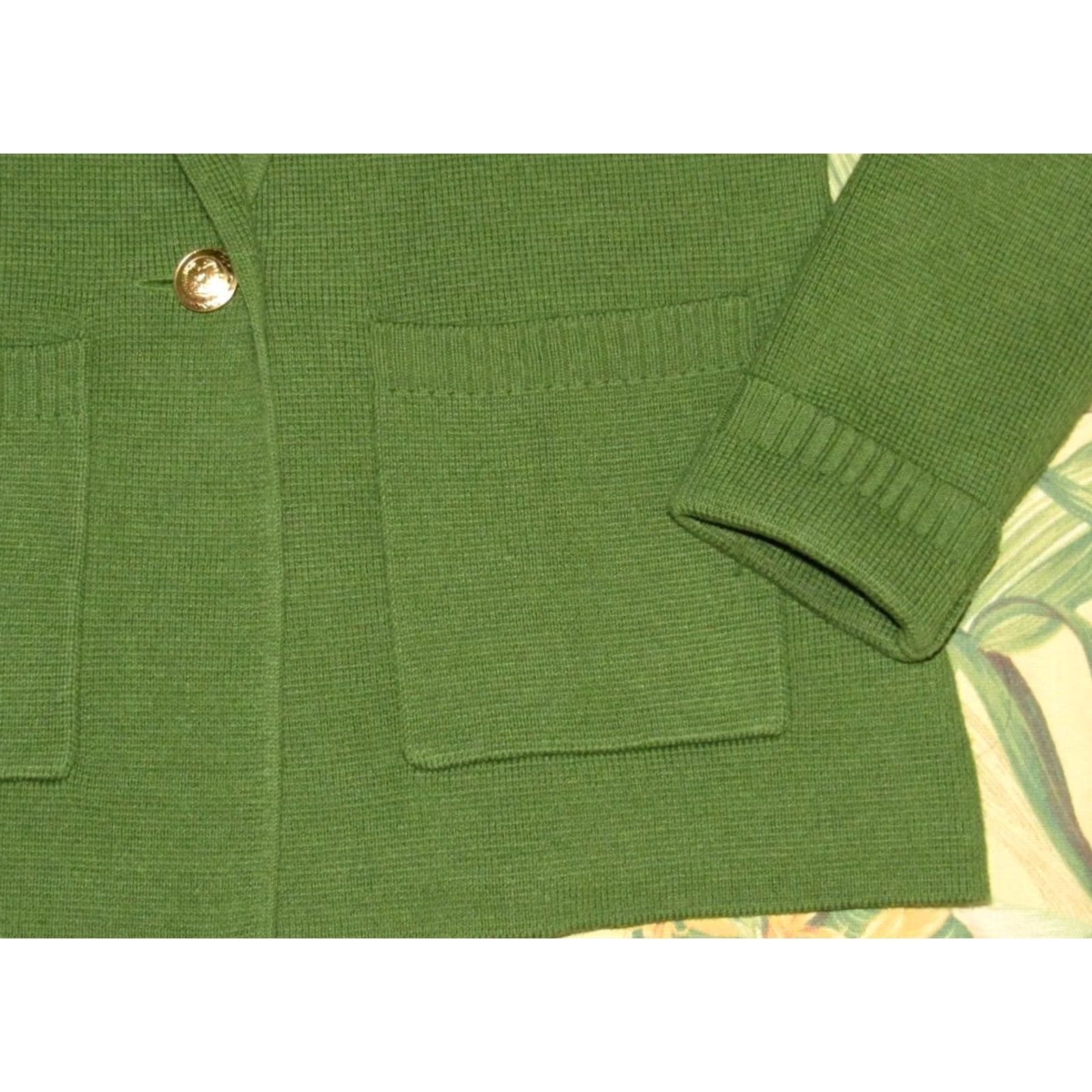 L'AGENCE L'AGENCE Green Lacey Blazer XS Knit 2 Pocket Single Breasted Jacket Women XS Green Blazer Wool? Size XS / US 0-2 / IT 36-38 - 3 Thumbnail