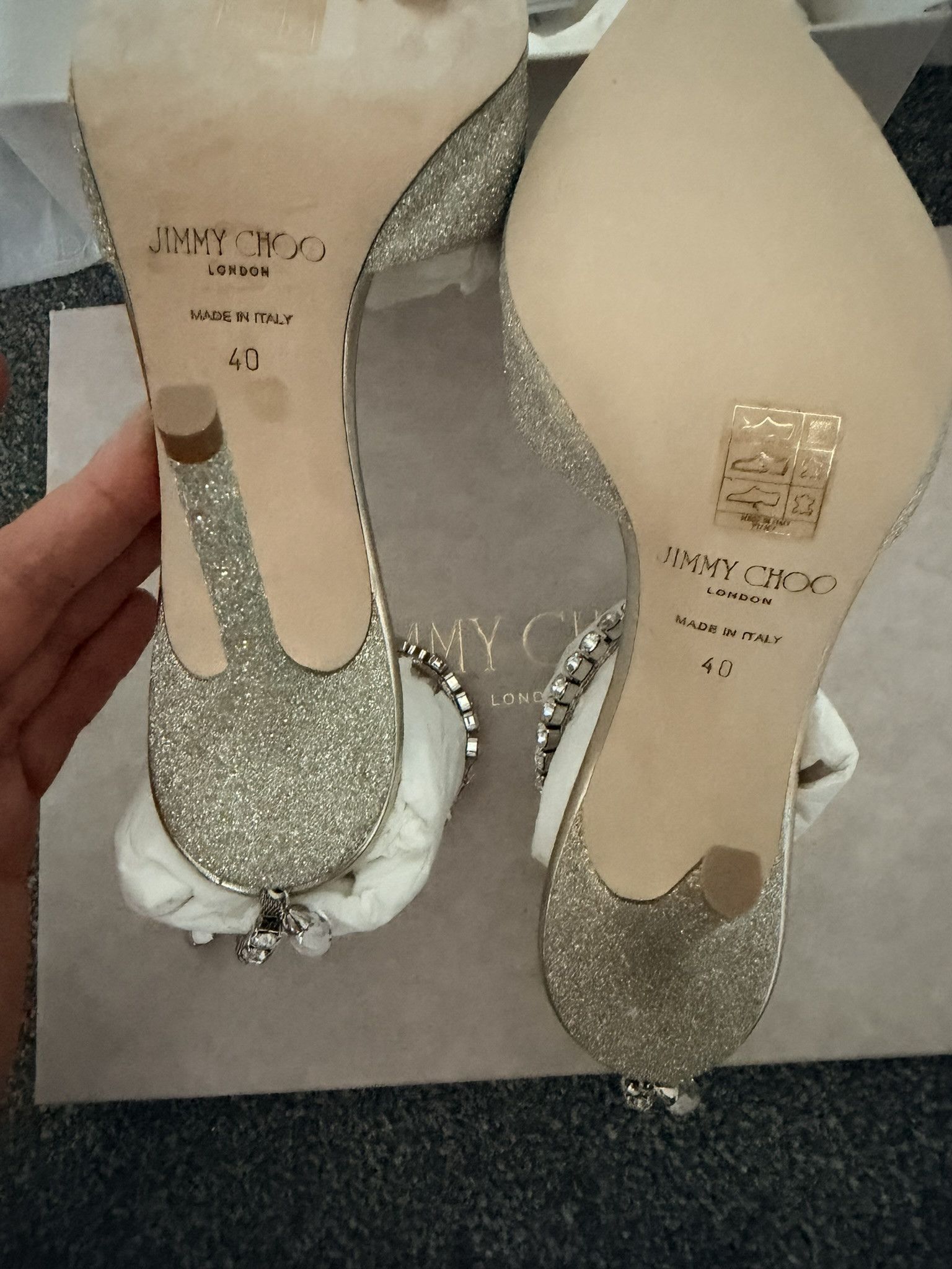 Jimmy Choo Jimmy Choo Saeda 40 Platinum Ice Crystal Size US 10 / IT 40 - 7 Thumbnail