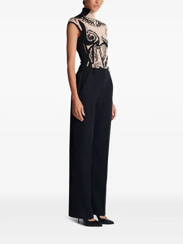 Balmain o1s1wg111225 Jacquard-Knit Bodysuit in Beige Size S / US 4 / IT 40 - 3 Thumbnail