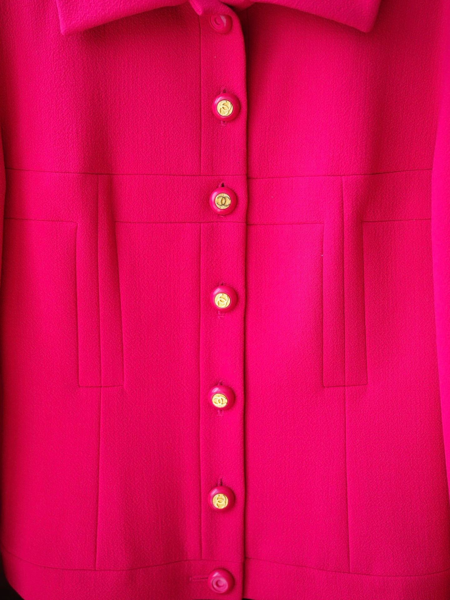 Chanel Chanel Vintage 1990s Women's Peach Pink Wool Suit Skirt Set Size S / US 4 / IT 40 - 3 Thumbnail