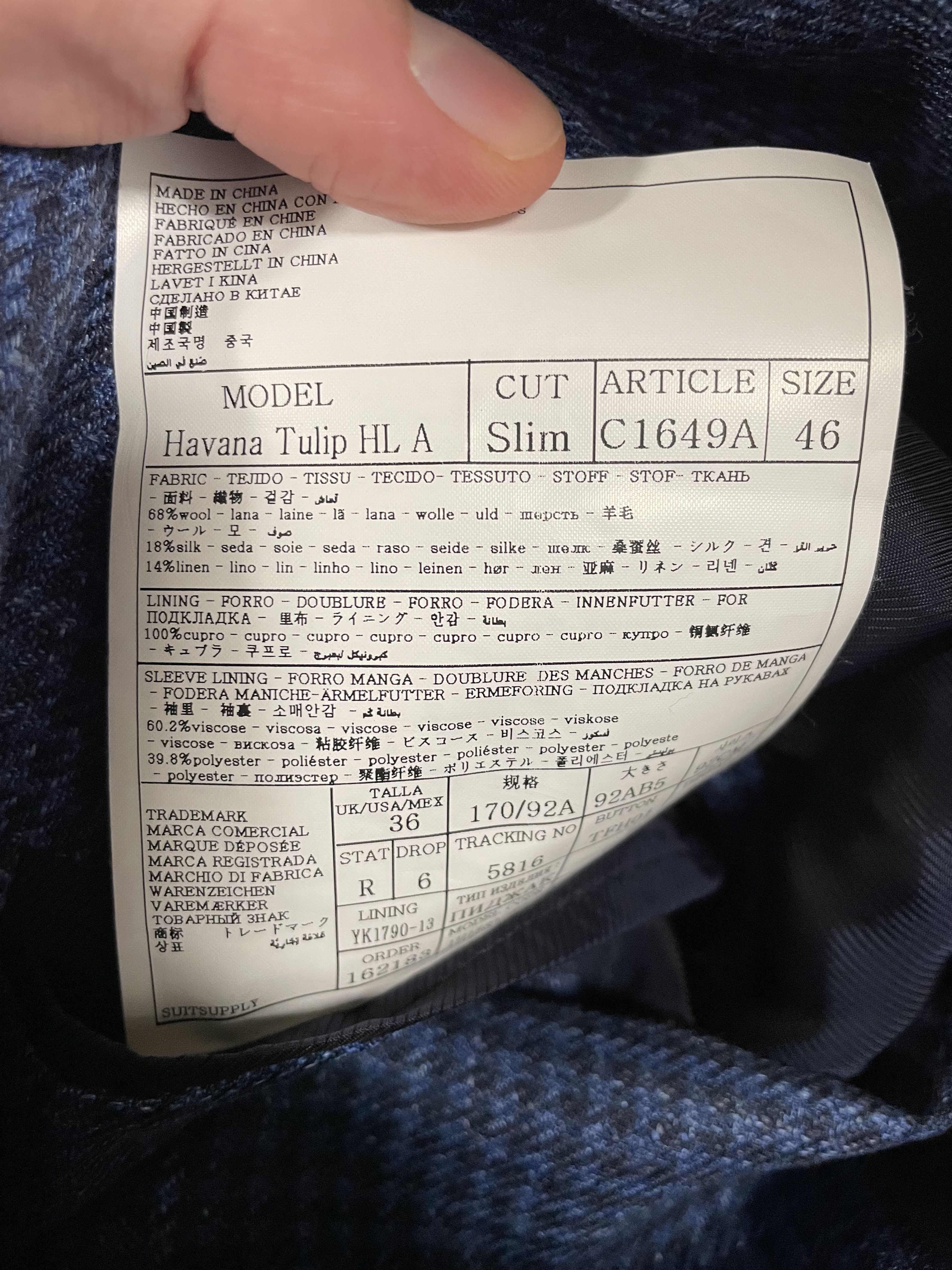 Suitsupply NWT Suitsupply mid blue houndstooth jacket, size 36R\EU46 Size 36R - 6 Thumbnail