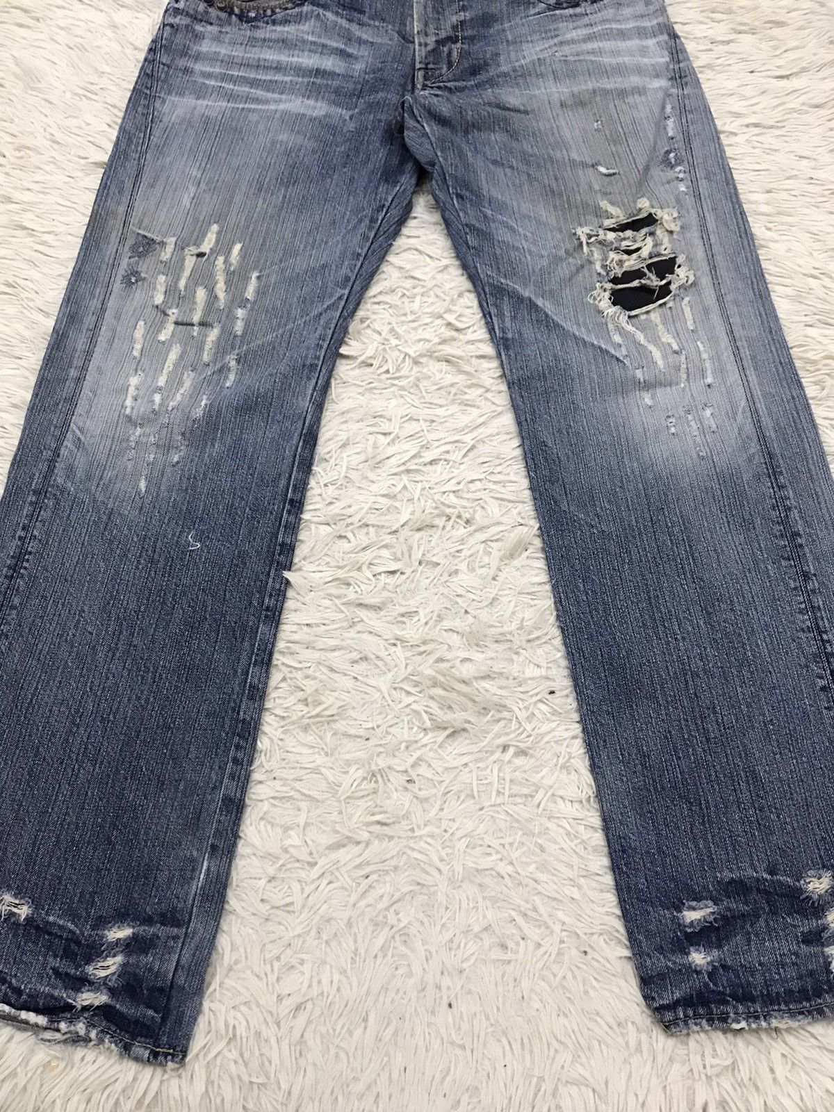 If Six Was Nine Vintage Bartack Work Clothing Distressed Denim Jeans Size US 34 / EU 50 - 3 Thumbnail