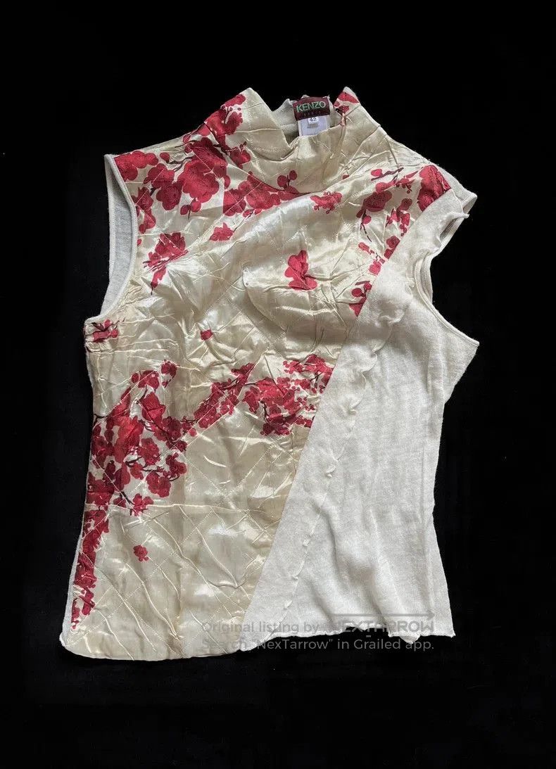 Kenzo 1990s Kenzo Beige Plum Sleeveless Top. Size US L / EU 52-54 / 3 - 2 Thumbnail