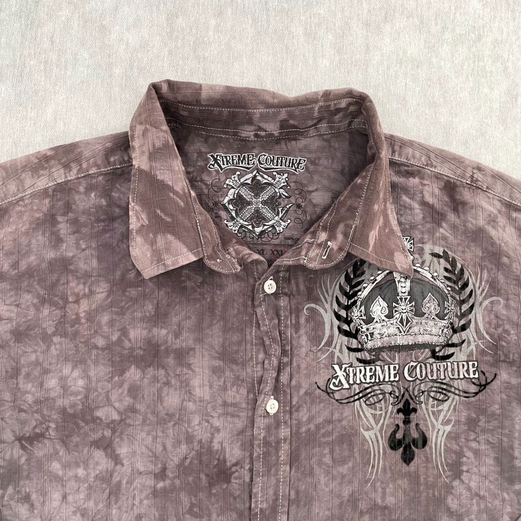Vintage VINTAGE Xtreme Couture Shirt Men 2XL Purple Long Sleeve Button-Up Graphic Logo MM A MMA 90s/Classic Décor (Adult) Mens Size US XXL / EU 58 / 5 - 4 Thumbnail