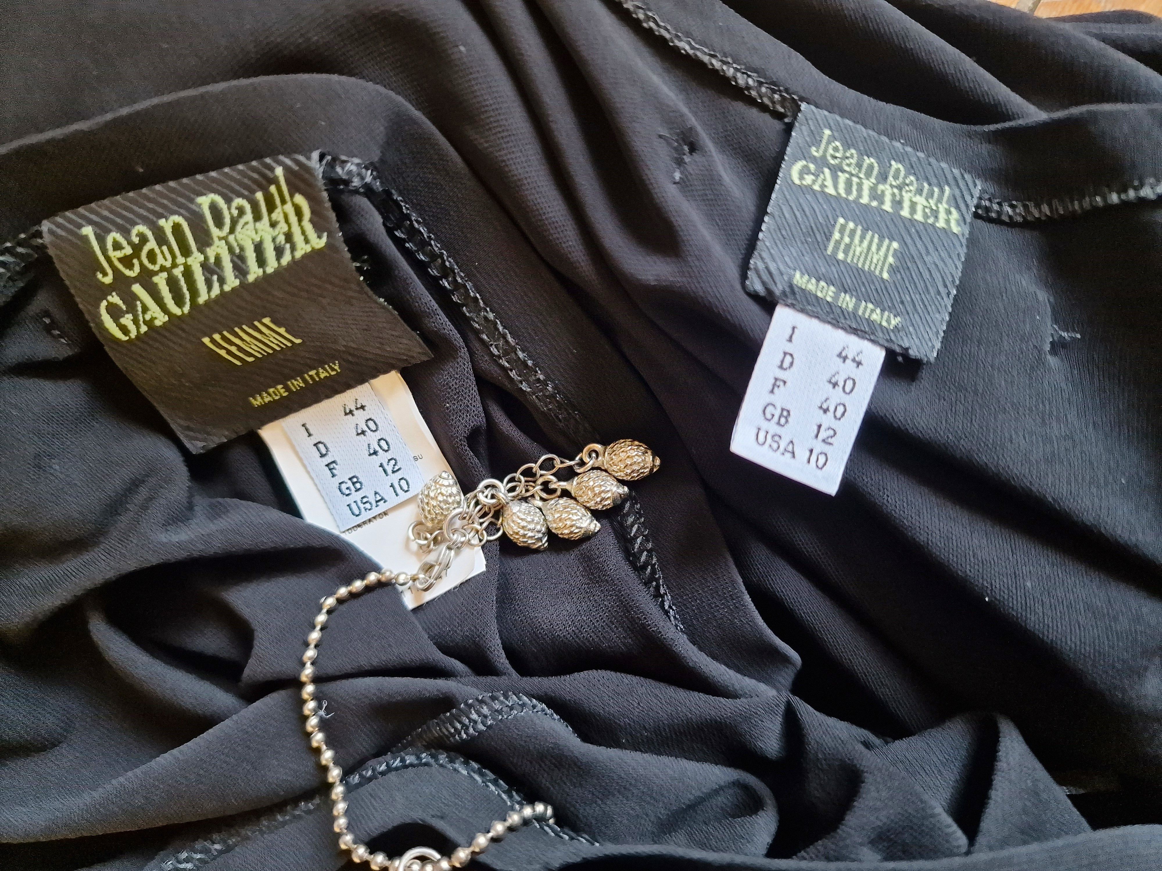 Jean Paul Gaultier Jean Paul Gaultier Silver Chain Lace Up Black Large Dress Size L / US 10 / IT 46 - 10 Thumbnail