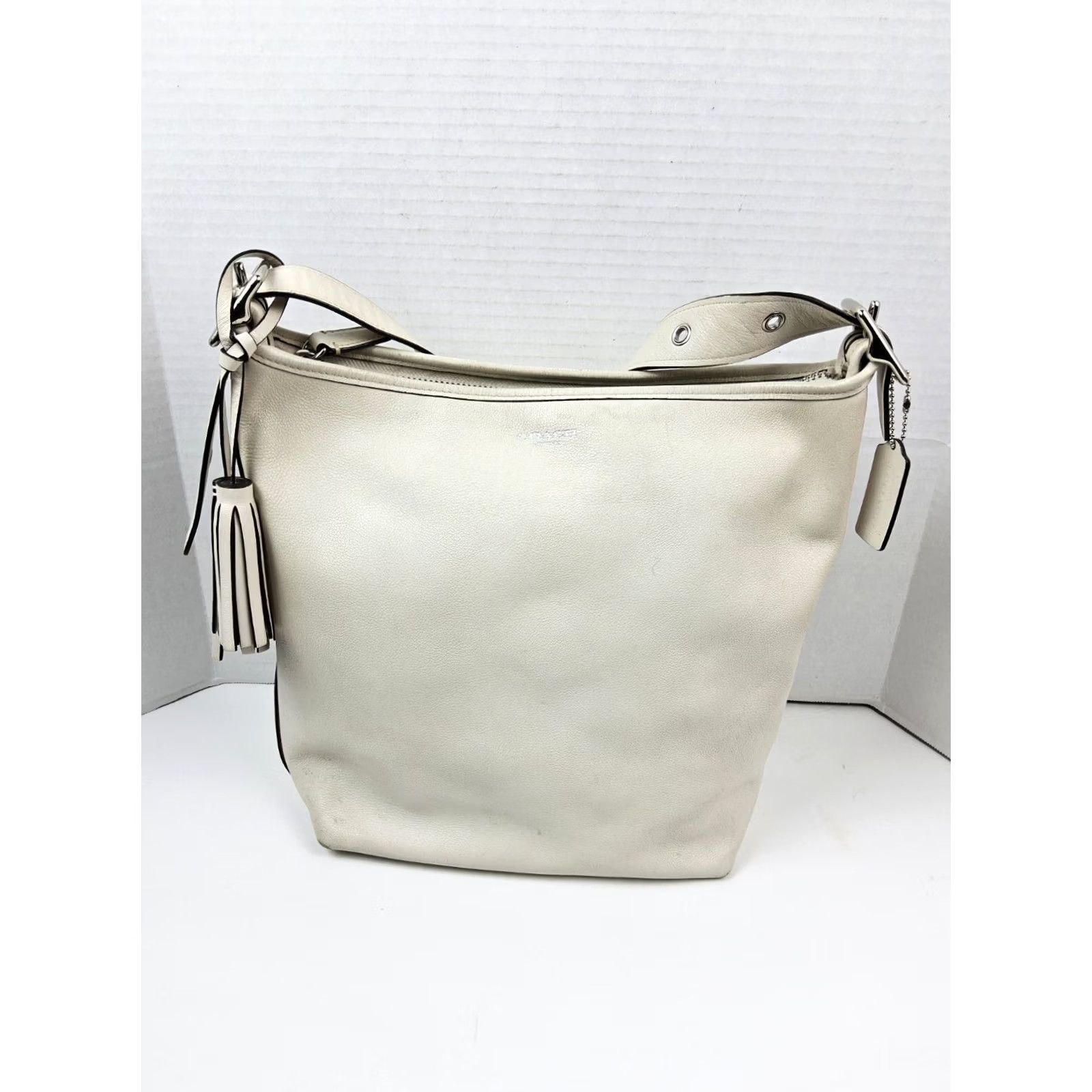 Coach VINTAGE Coach Legacy Tassel Duffle Leather Shoulder Handbag Purse 19889 Brown Off-White Size ONE SIZE - 2 Thumbnail