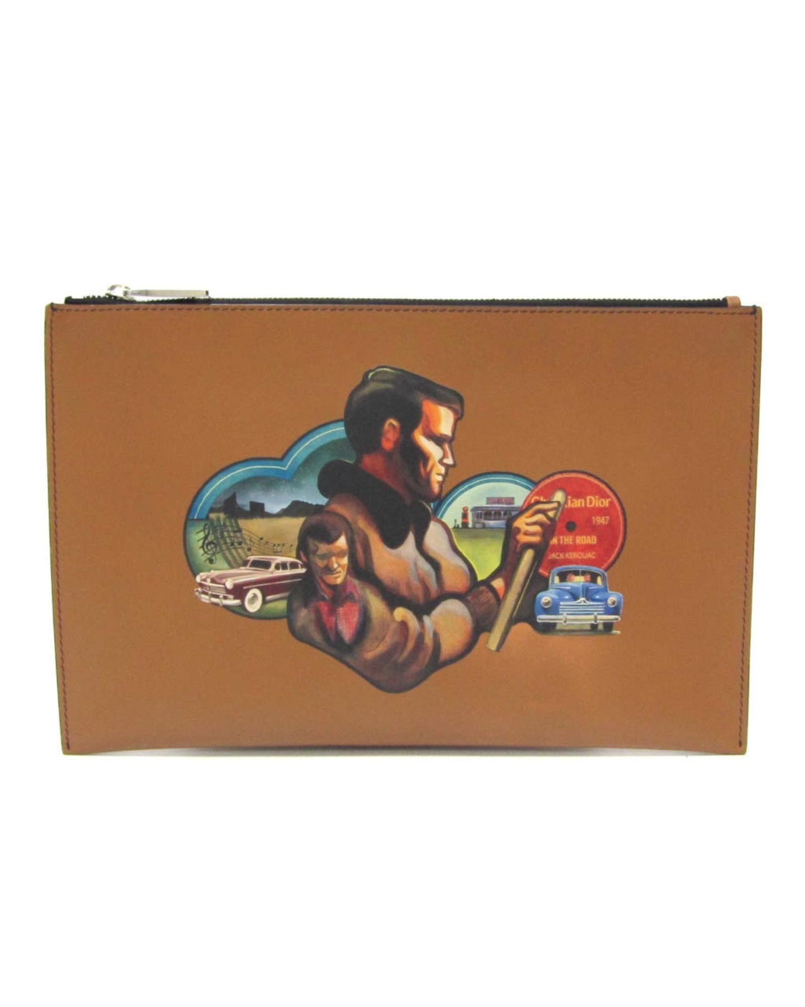 image of Dior Elegant Brown Leather Clutch, Women's