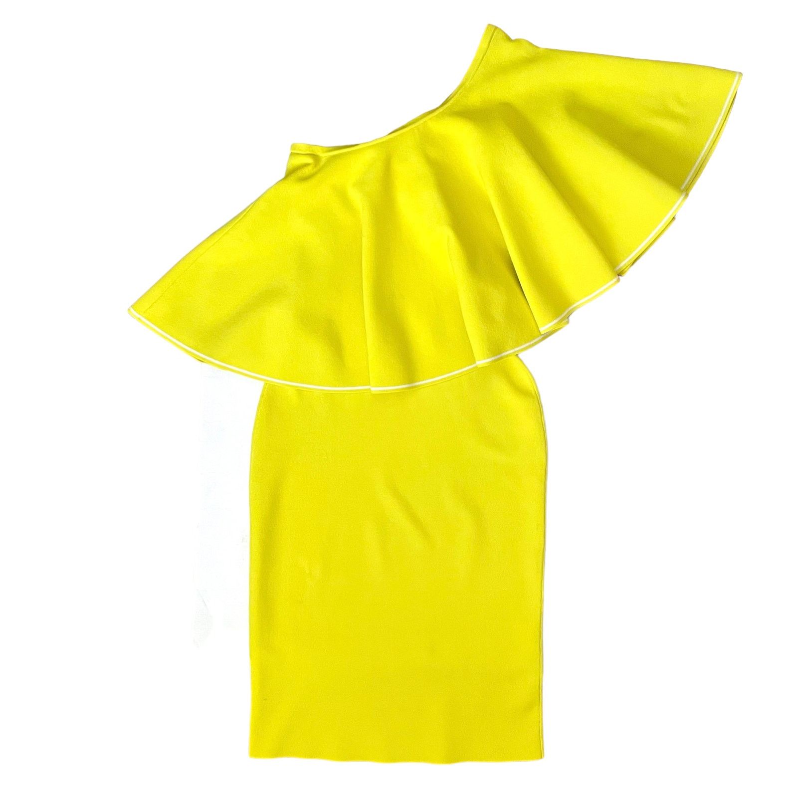 Diane von Furstenberg Diane Von Furstenberg Yellow One Shoulder Ruffle Front Dress Size S / US 4 / IT 40 - 3 Thumbnail
