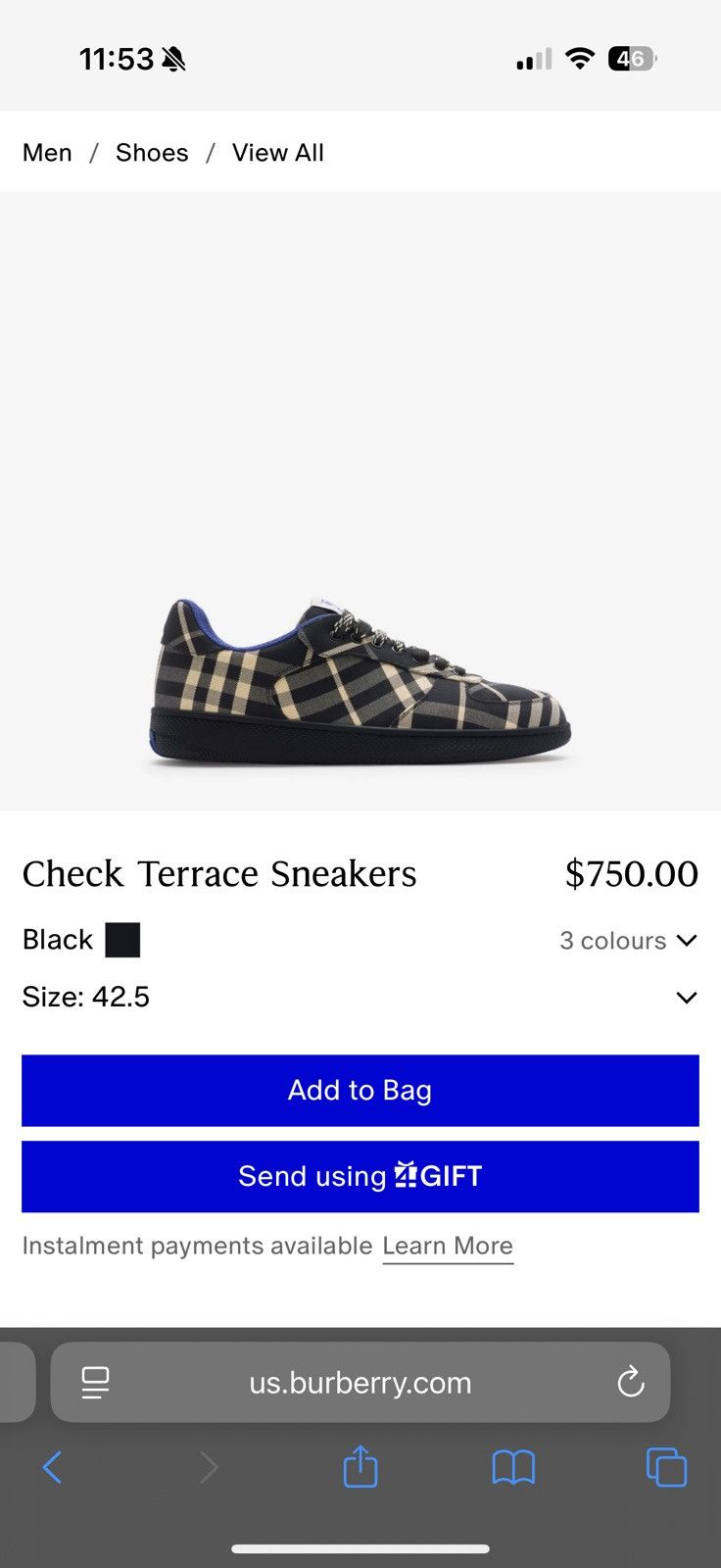 Burberry Burberry Check Terrace Sneakers Size US 9.5 / EU 42-43 - 1 Thumbnail