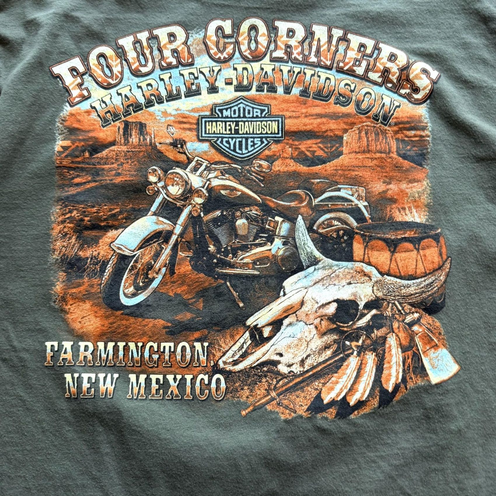 Harley Davidson VINTAGE Harley-Davidson Shirt XL Green Four Corners Farmington NM Graphic Biker Tee Size US XL / EU 56 / 4 - 7 Thumbnail