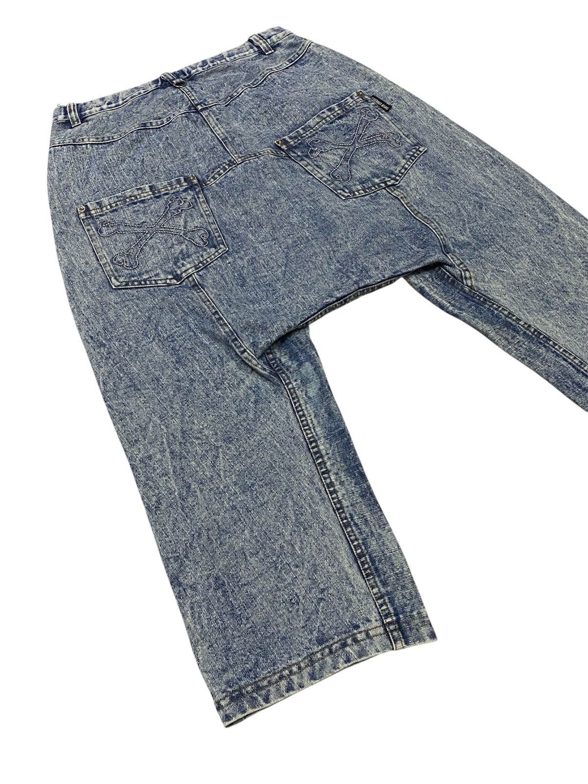 Japanese Brand Super Lovers Ripped Distressed Drop Crotch Baggy Jeans Size 28" / US 6 / IT 42 - 21 Thumbnail