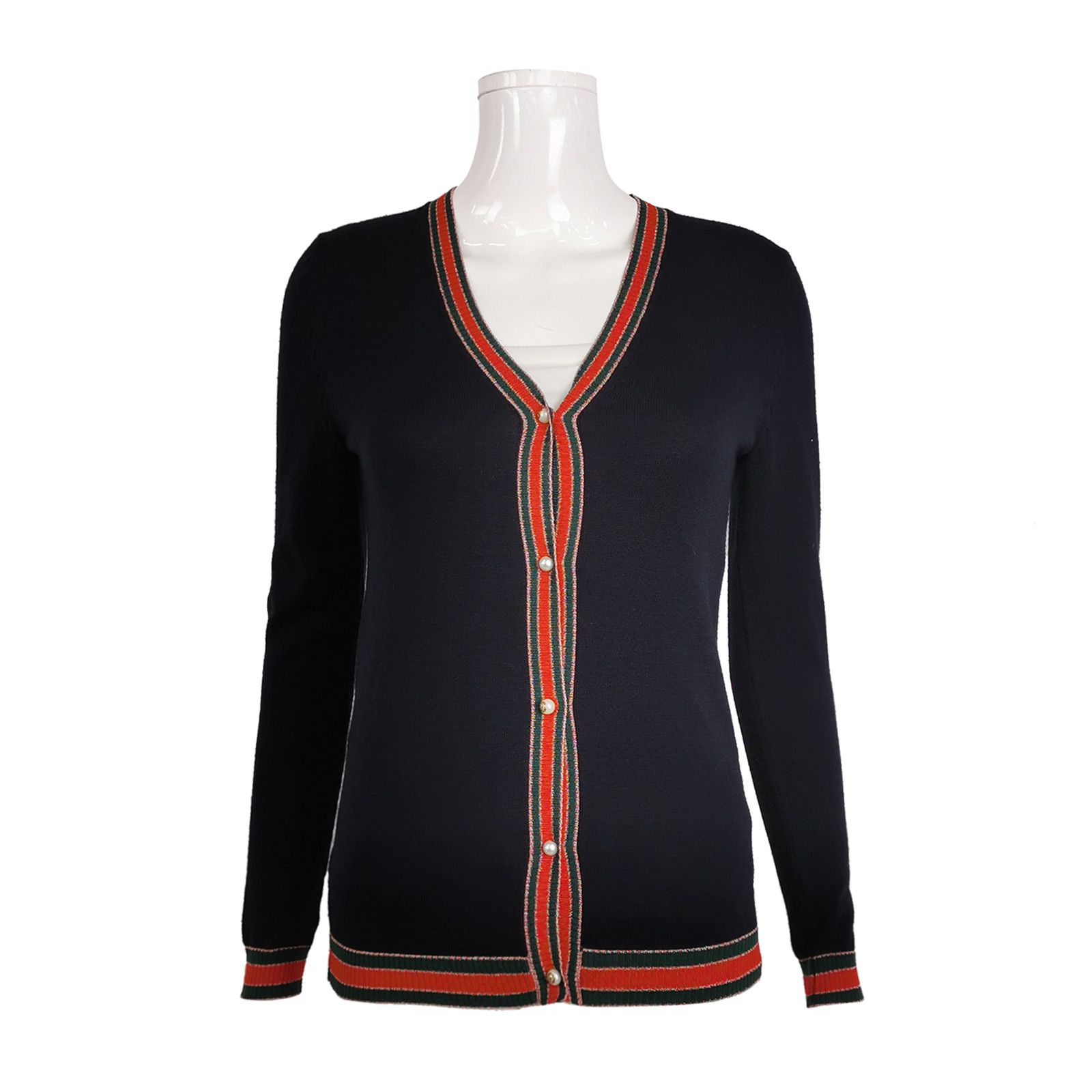 Gucci Gucci GG Pearl Button V-Neck Cardigan Size XS Size XS / US 0-2 / IT 36-38 - 1 Thumbnail