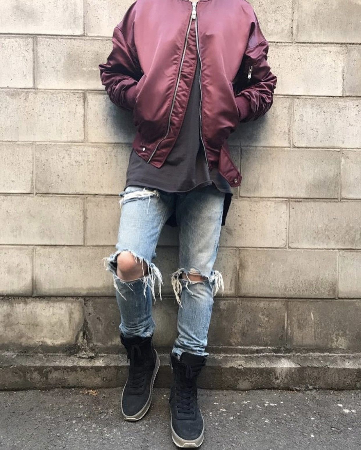 Fear of God Fear of God 4th Collection Merlot Bomber Jacket Silk Size M Size US M / EU 48-50 / 2 - 9 Thumbnail