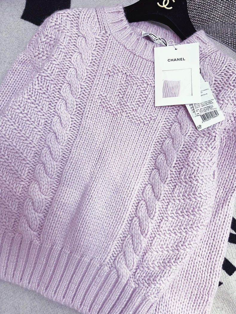 Chanel Chanel 20b taro purple thread knitted round-neck sweater Size XS / US 0-2 / IT 36-38 - 3 Thumbnail