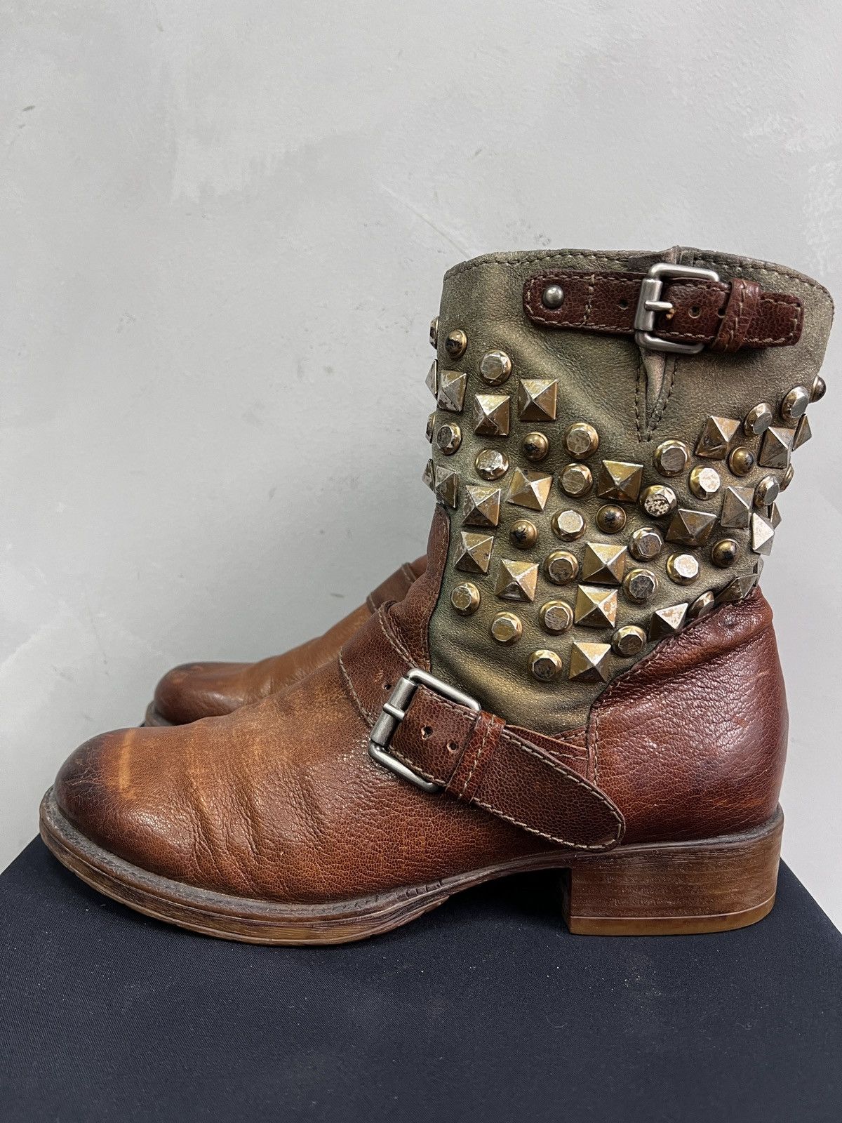 Hedi Slimane Studded platform brown boots avant garde vintage A.S. 98 Size US 7.5 / EU 40-41 - 7 Thumbnail