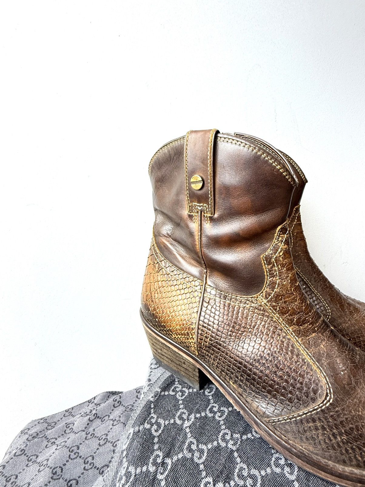 Cowboy Equipment 💥Rare! Vintage Kentucky Western Snake Leather Cowboy Boots Size US 10.5 / EU 43-44 - 7 Thumbnail