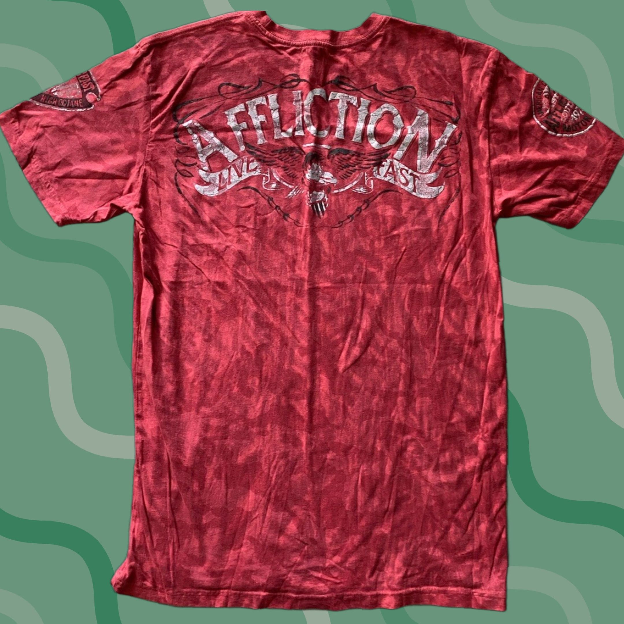 Affliction Affliction T Shirt Men Large Red Short Sleeve Garage Built Motors Live Fast Mens L Red Short Sleeve T-Shirt Affliction Size US L / EU 52-54 / 3 - 1 Thumbnail