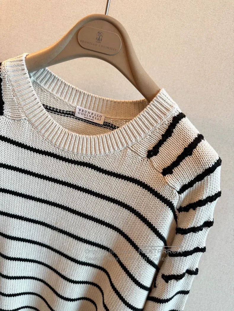 Other Brunello Cucinelli Striped Cotton Knit Sequin Sweater Size S / US 4 / IT 40 - 4 Thumbnail