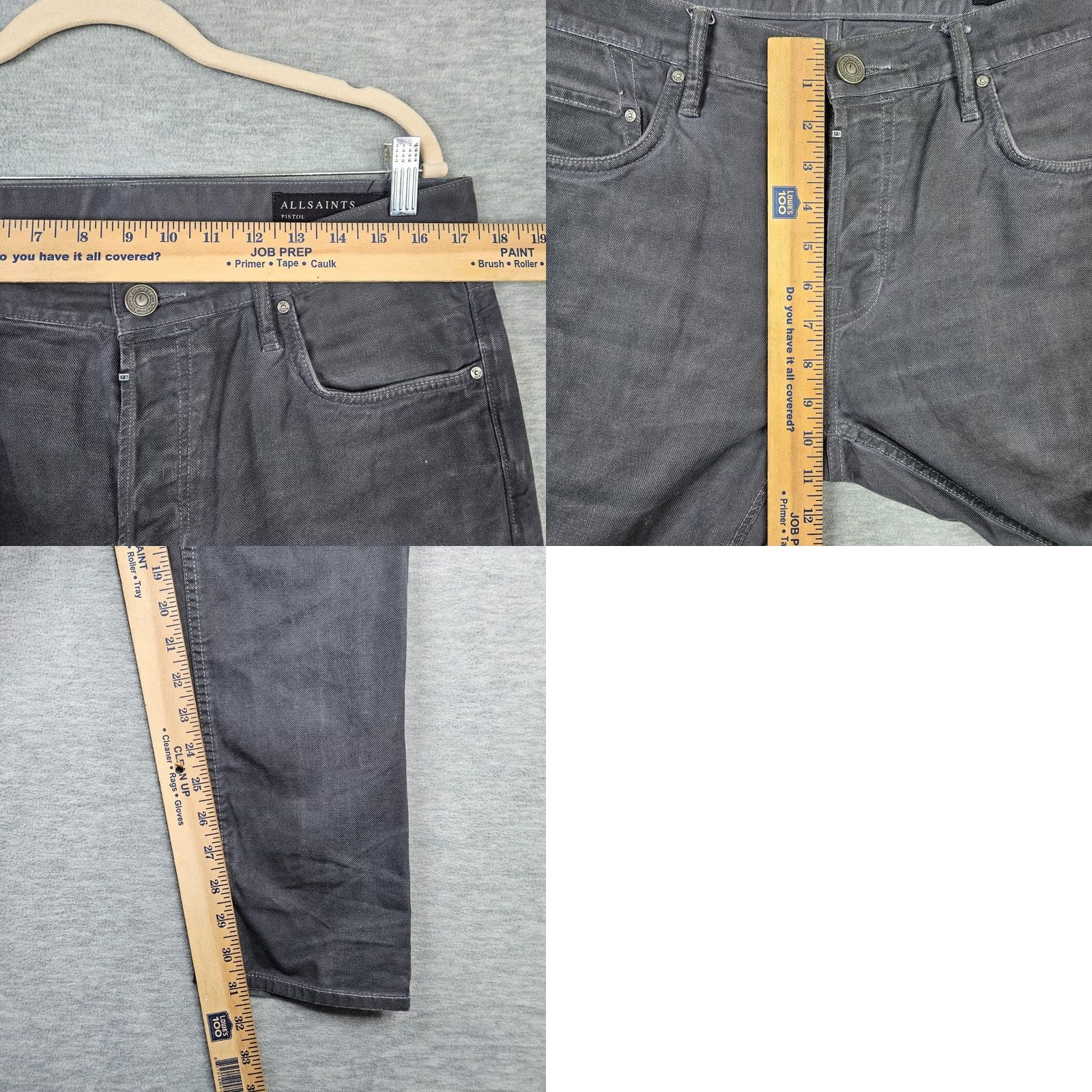 Allsaints ALLSAINTS Jeans PISTOL Men Dark Gray Button Fly Size 32 Denim 5-Pocket Straight Regular Rise Midi Length Icon Logo Casual Vintage No Size US 32 / EU 48 - 8 Thumbnail