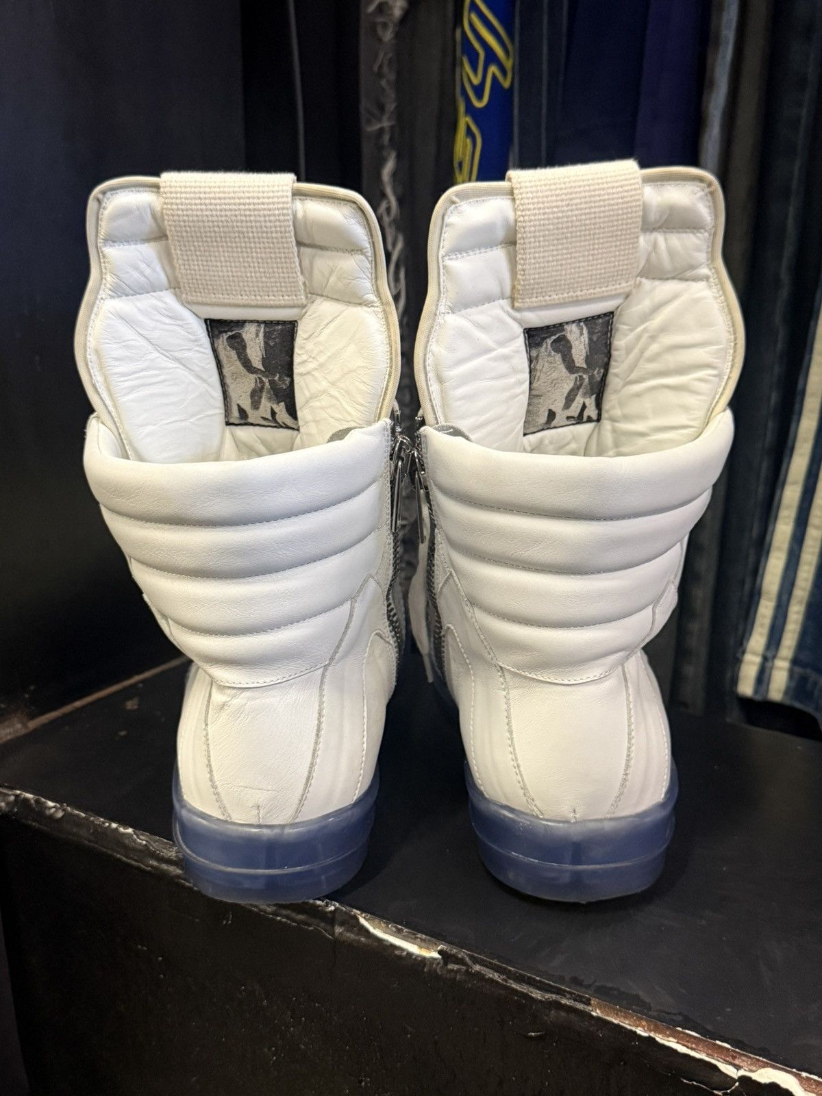 Rick Owens Rick owens geobasket chalk white blue transparent Size US 13 / EU 46 - 3 Thumbnail