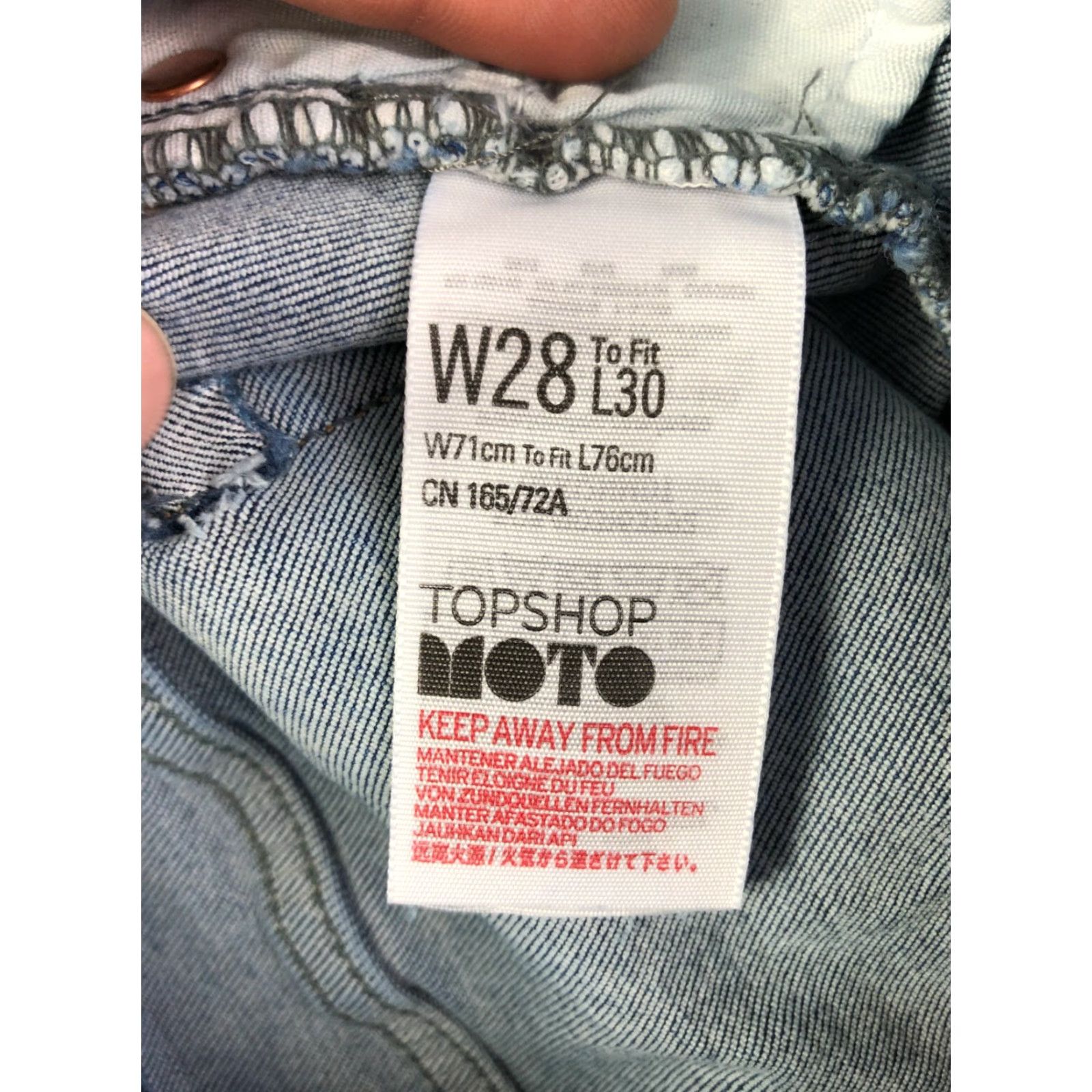 Topshop VINTAGE Top Shop Moto Jamie Juniors Jeans Distressed Blue Denim 26x24 Regular Zip Inseam 24.5 Mens Boys Size 4XL / US 24-26 - 5 Thumbnail