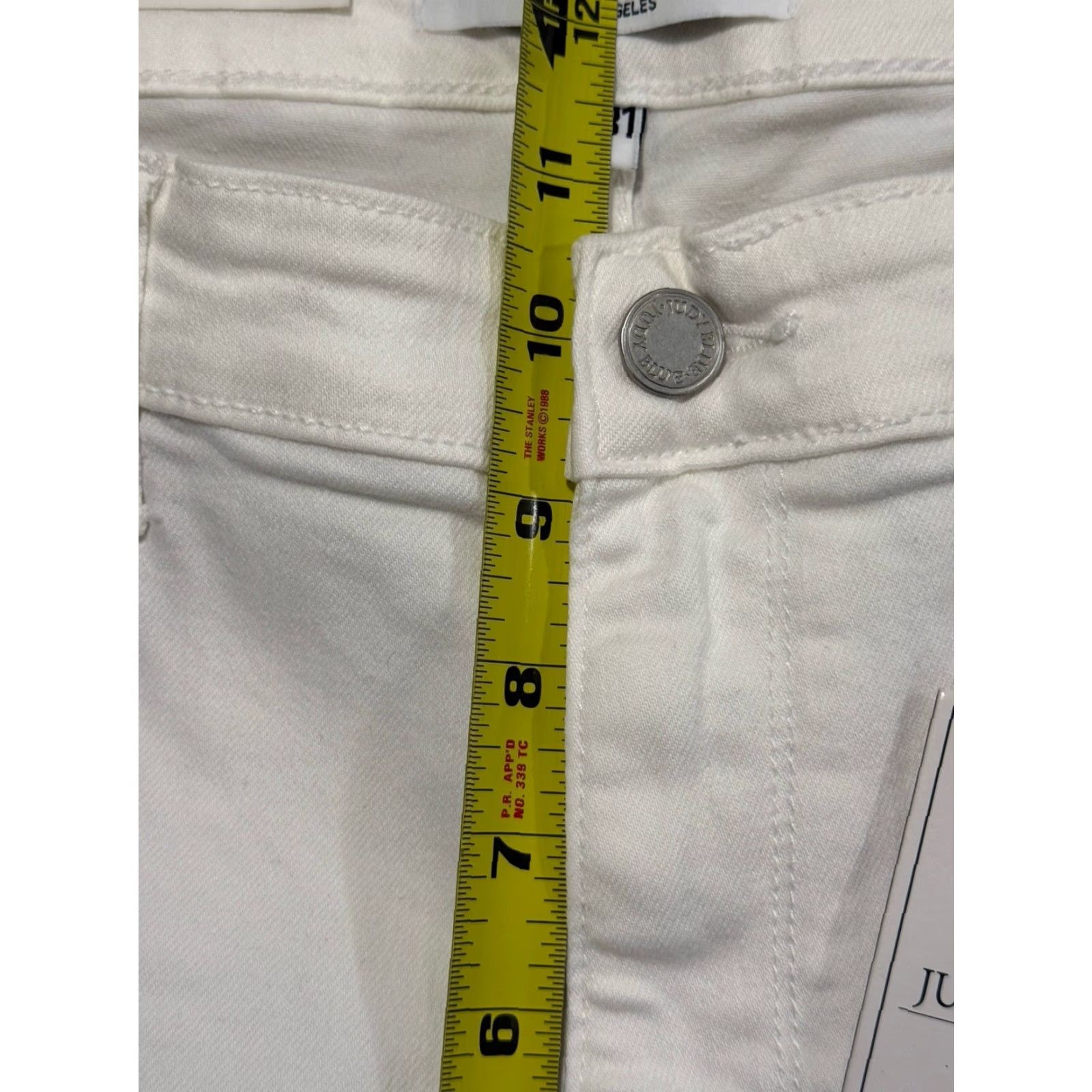 Denime Judy Blue Jeans Woman 13/31 White Boyfriend Distressed 5-Pocket Mid Rise 32 Inseam 29 Logo JB82276 WHT Size 34" / US 12 / IT 48 - 8 Thumbnail