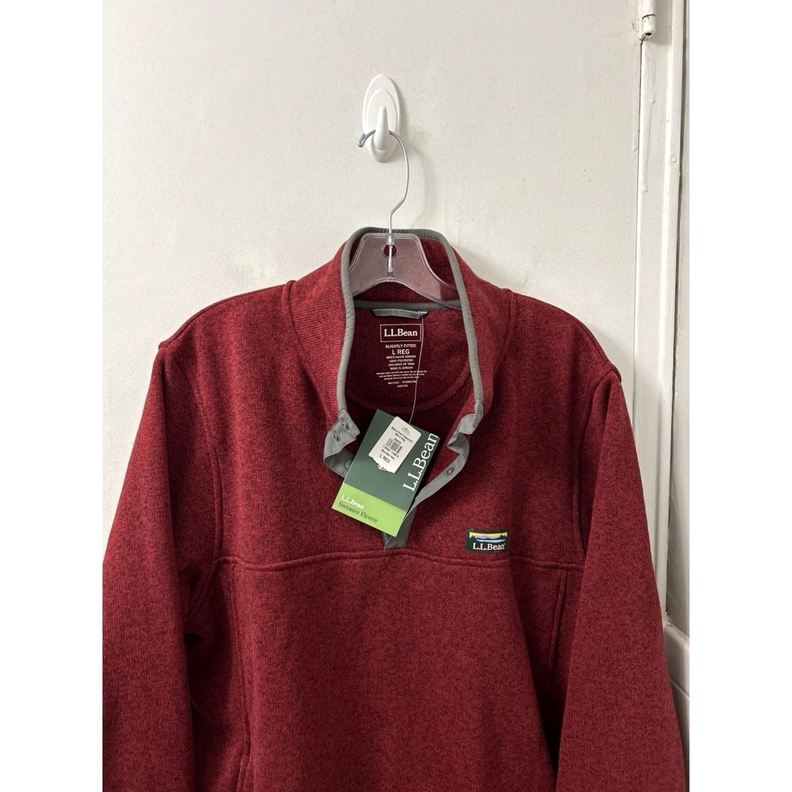 Vintage VINTAGE? No — NWT L.L. Bean Sweater Fleece Pullover Mens Large Red 298050 Knit Pocket Pullover Hiking Casual Winter Fall Ski Size US L / EU 52-54 / 3 - 2 Thumbnail