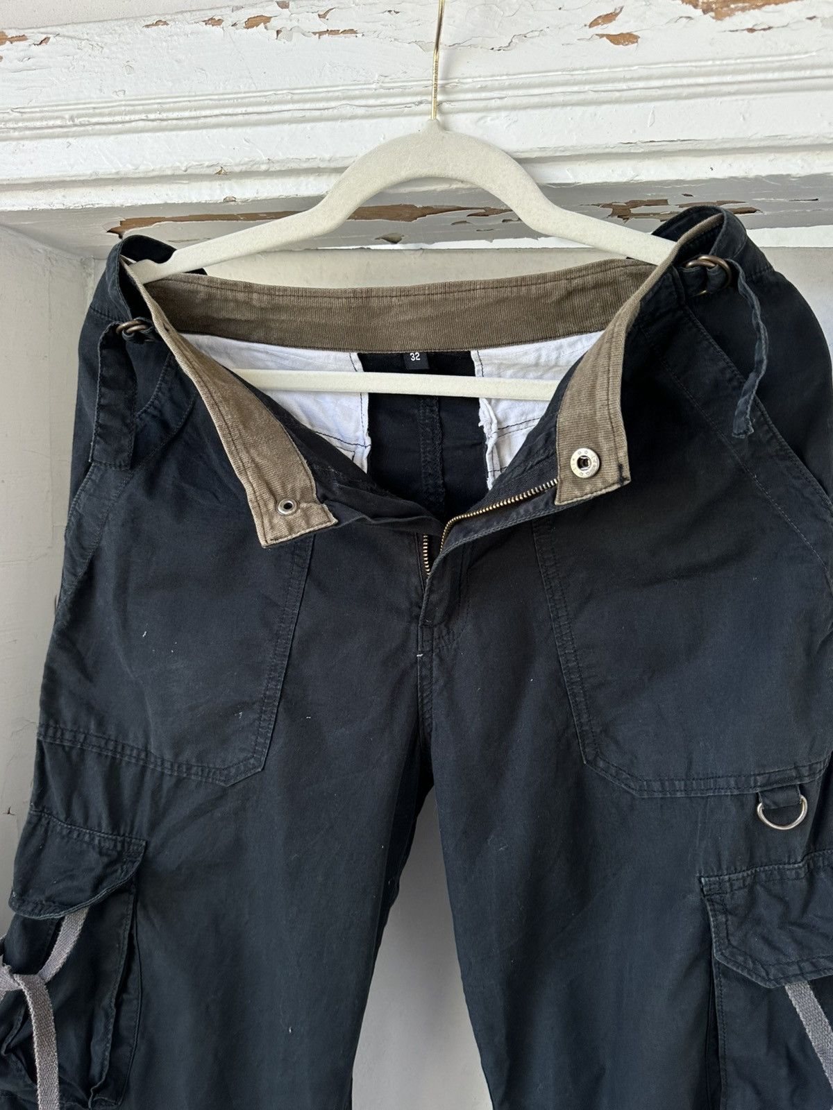 If Six Was Nine Y2K Vintage Cargo Bondage Black Pants Size 27" / US 4 / IT 40 - 5 Thumbnail