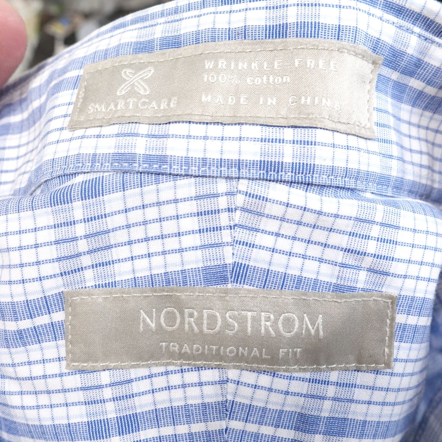 Nordstrom Nordstrom Men's Dress Shirt, Blue Plaid, Regular Fit, Long Sleeve, Size 16.5/33, Wrinkle-Free Cotton, Business Casual Formal Size 42R - 6 Thumbnail