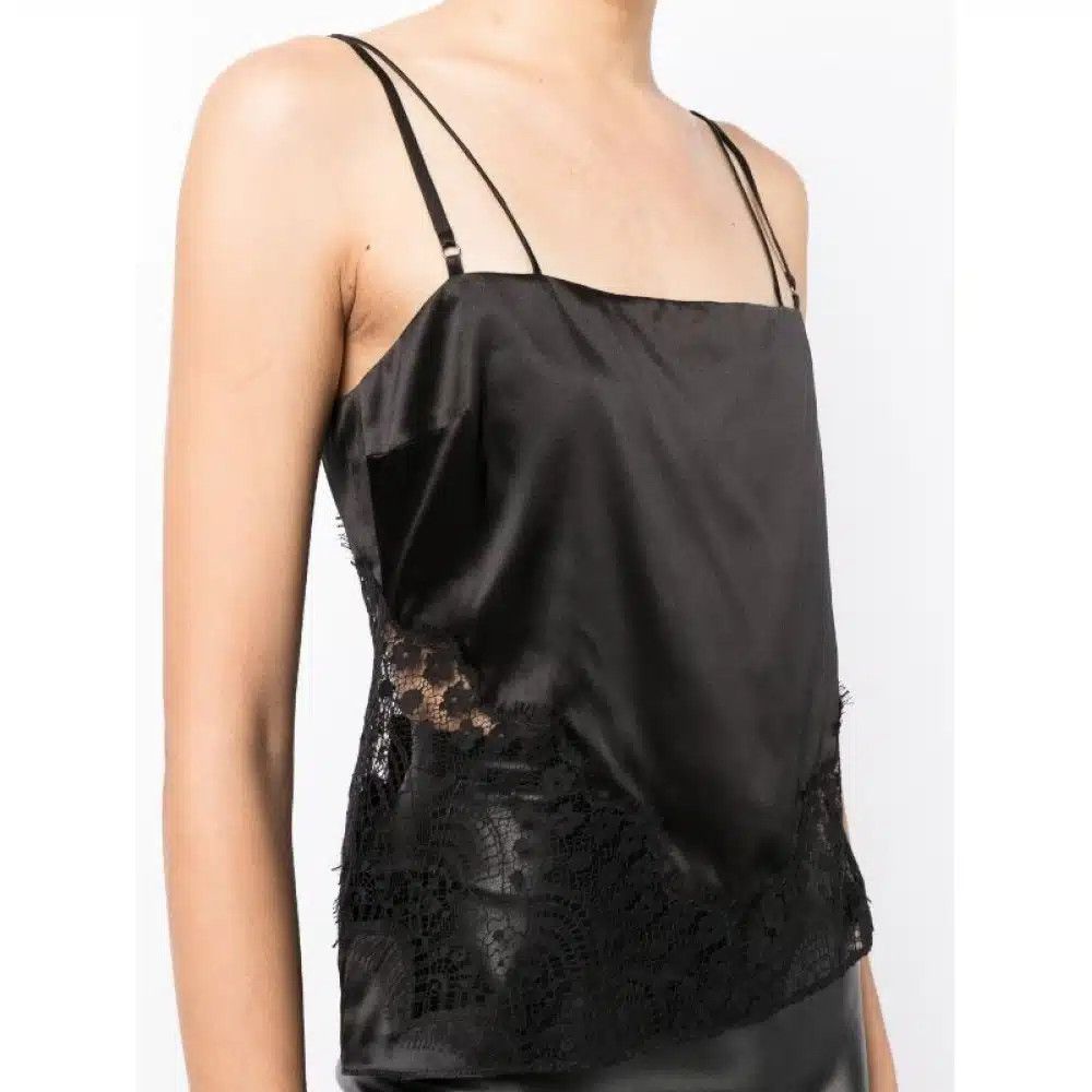Tom Ford o1loc1c1124 TS2044 Silk Lace Top in Black Size XS / US 0-2 / IT 36-38 - 2 Thumbnail