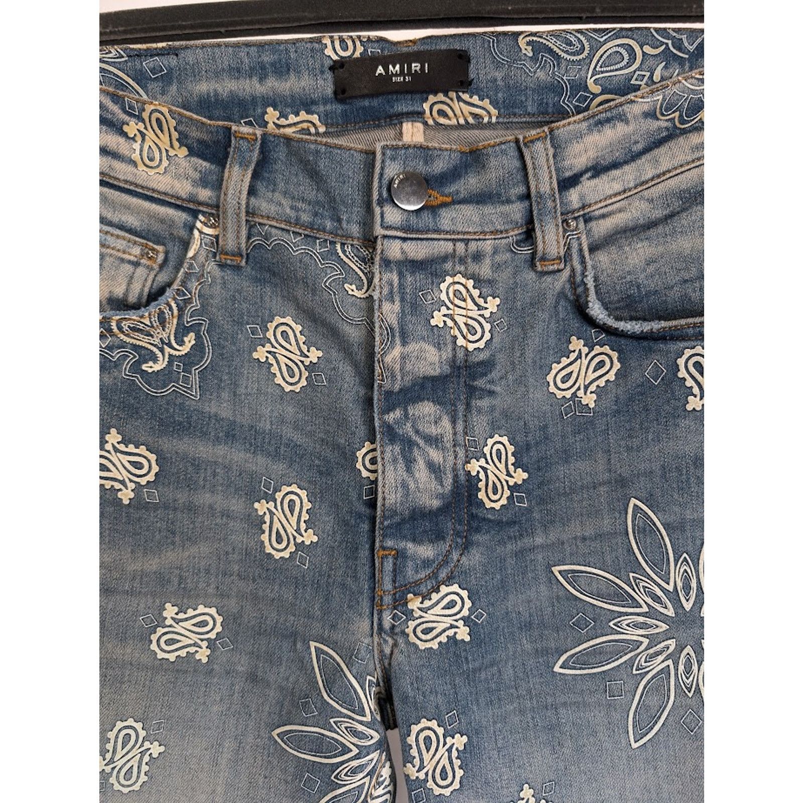 Amiri o1rshd1 Q:2 / Flocked Bandana Jeans in Clay Indigo Size US 31 - 8 Thumbnail