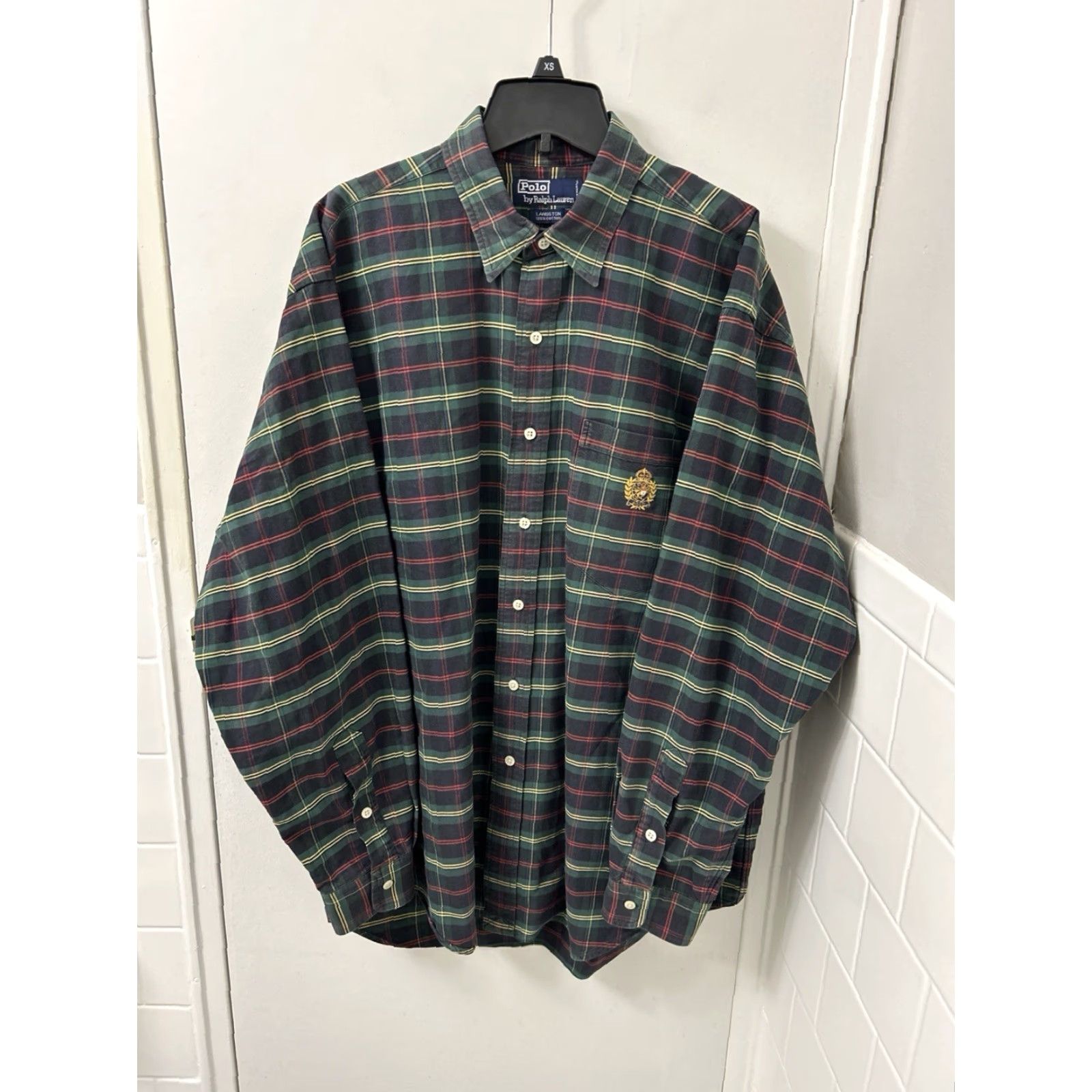 Polo Ralph Lauren VTG Polo Ralph Lauren Langston Shirt Mens L Green Plaid Button-Down L/S, Embroidered Crest, Classic Fit Size US L / EU 52-54 / 3 - 2 Thumbnail