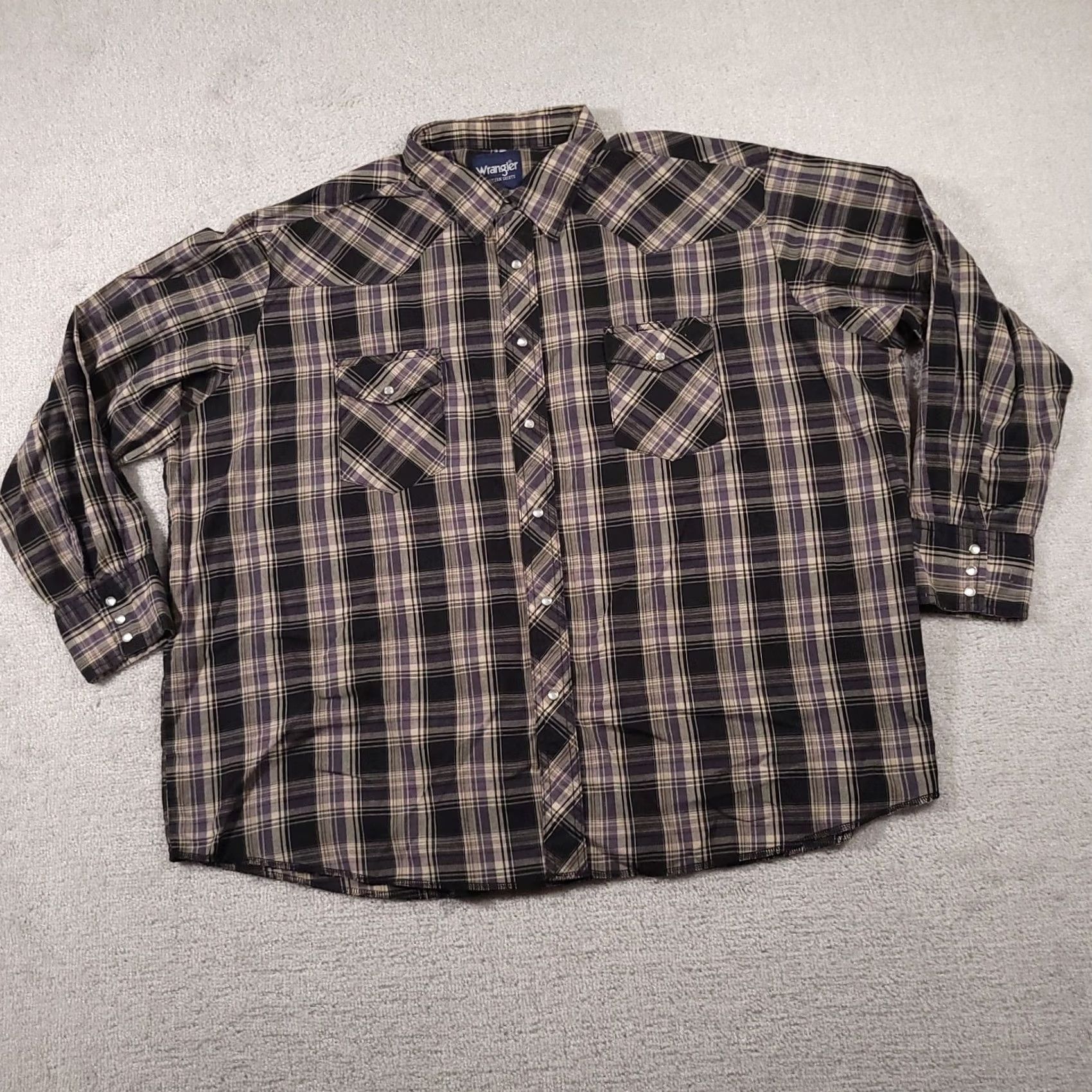 Wrangler Wrangler Western Shirt - Mens Big Tall Plaid Workwear Cotton Long Sleeve Size US XXL / EU 58 / 5 - 2 Thumbnail