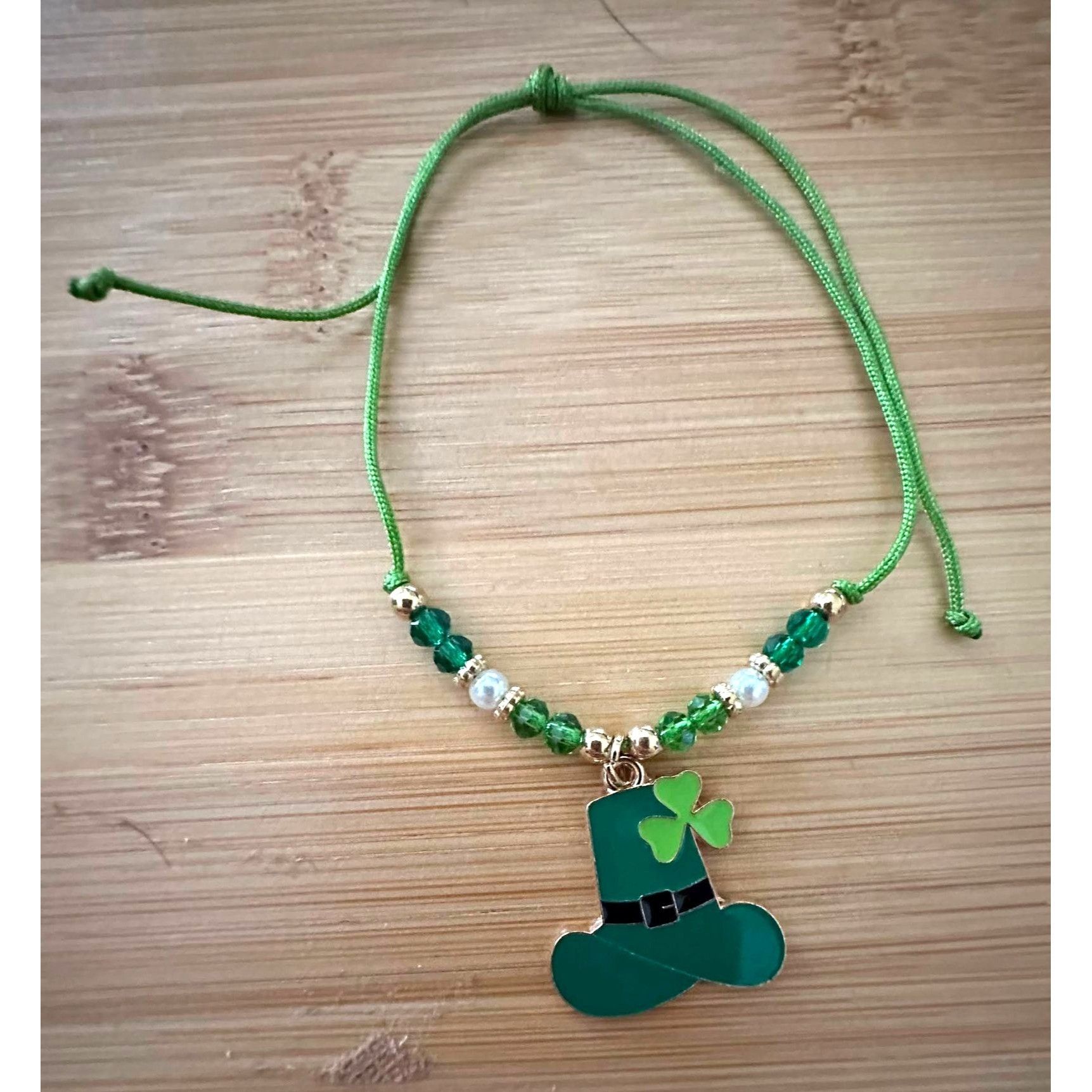 Handmade St Patricks Day Knotted String Beaded Bracelet Leprechaun Ha Size ONE SIZE - 11 Thumbnail