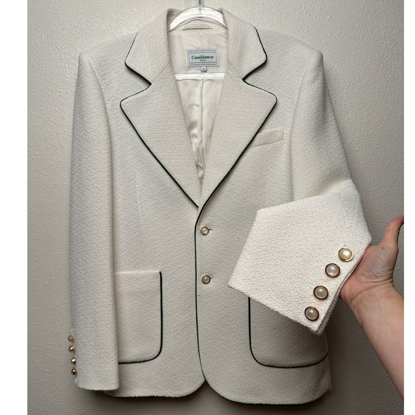 Casablanca Casablanca Tennis Club Ivory Piped Blazer Men's US 38 Size US M / EU 48-50 / 2 - 1 Thumbnail