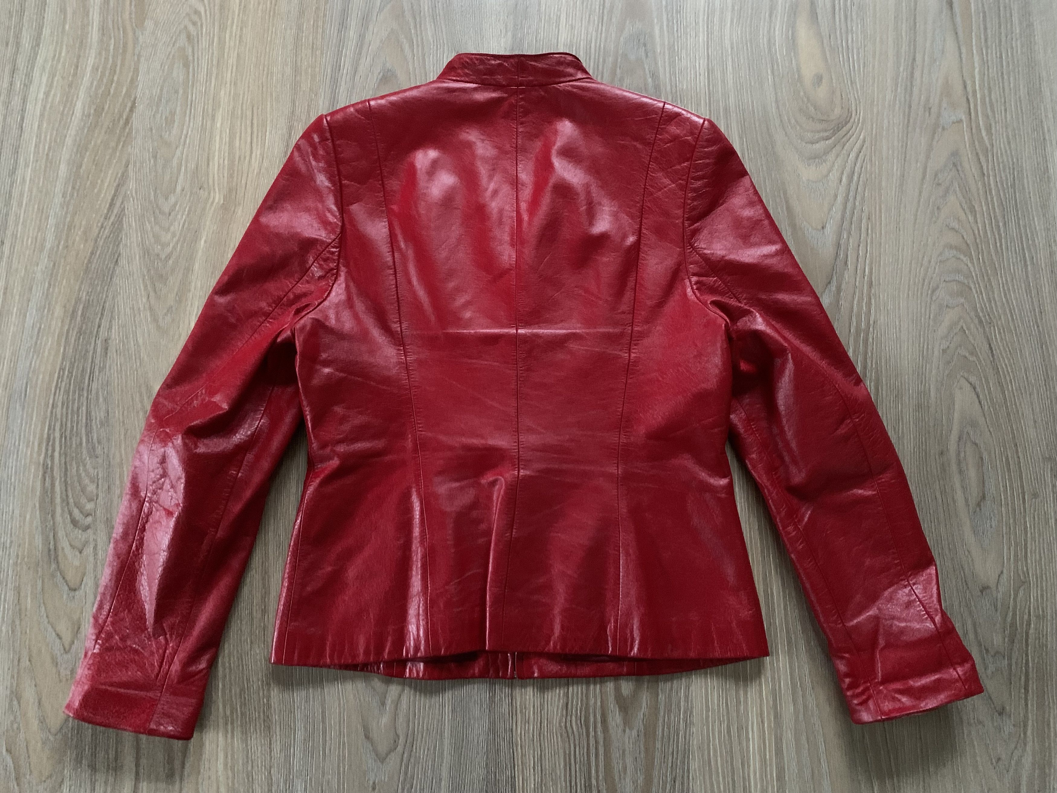 Other Lu Fin Jade Women’s Vintage Red Leather Jacket Size L / US 10 / IT 46 - 3 Thumbnail