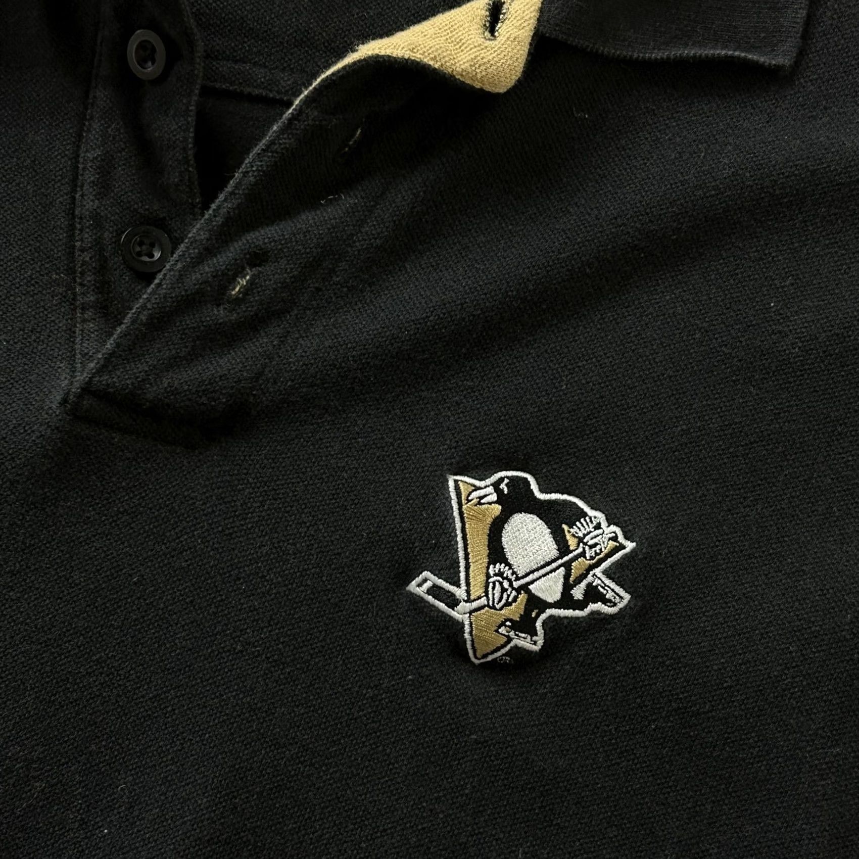 NHL Vintage VF Imagewear Pittsburgh Penguins Polo Mens 2XL Black NHL Hockey Shirt Size US XXL / EU 58 / 5 - 2 Thumbnail
