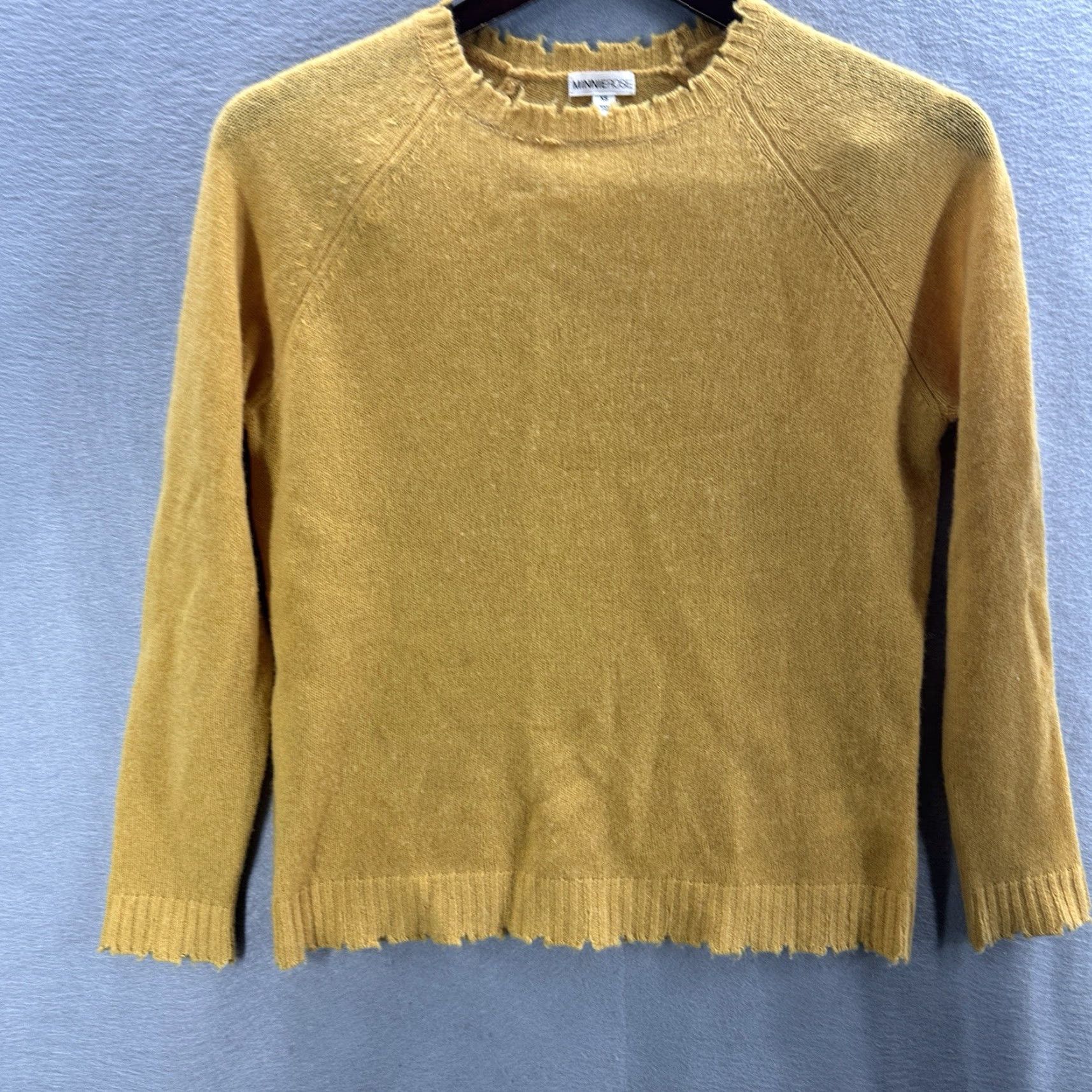 Vintage Minnie Rose Sweater Womens XS Crewneck Yellow Cashmere Knit Pullover Bohemian Classic Style Lightweight Sweater XS Womens Size XS / US 0-2 / IT 36-38 - 3 Thumbnail