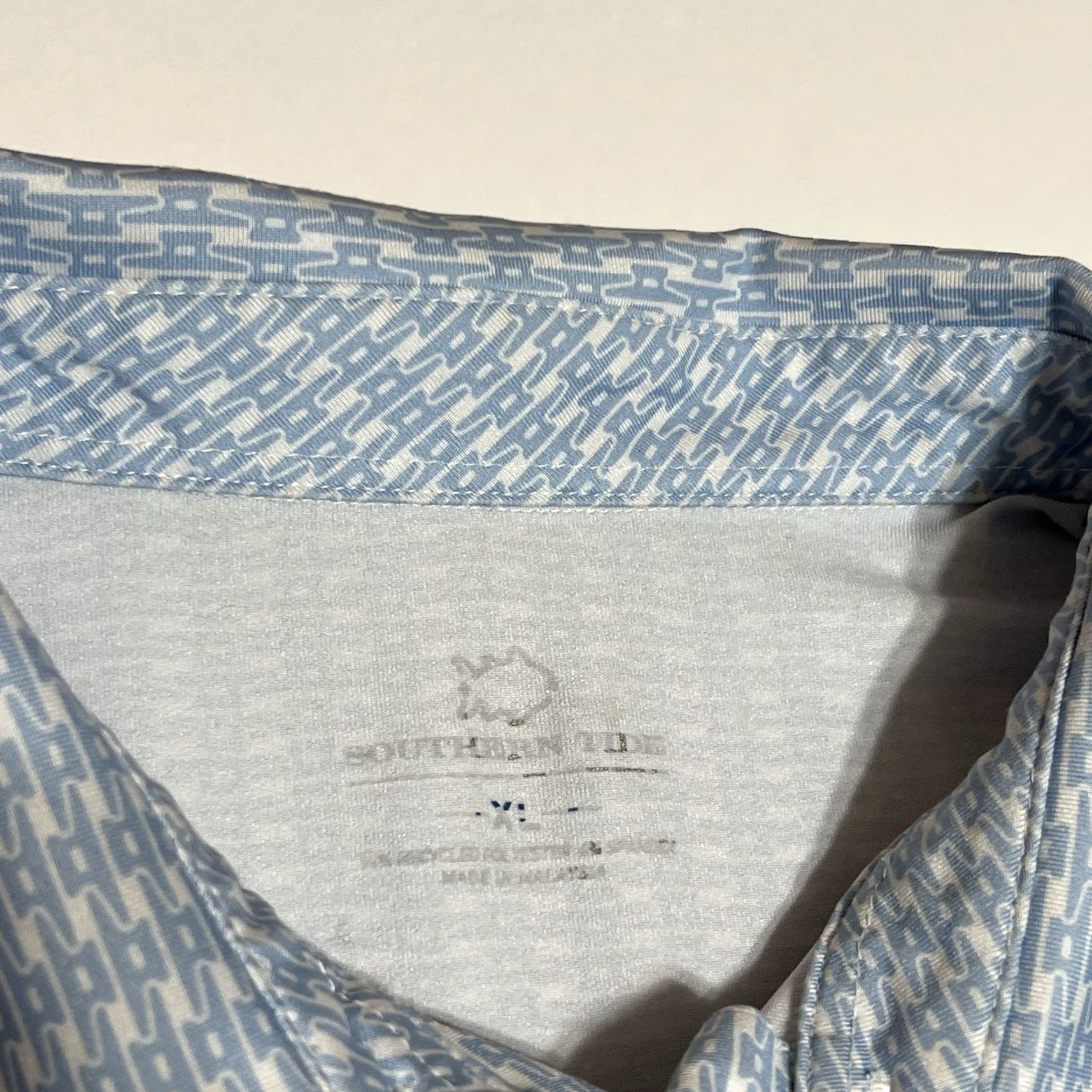 Southern Tide Southern Tide Polo Shirt Men's XL Blue Driver Dock Cleat Print Golf Performance Size US XL / EU 56 / 4 - 7 Thumbnail